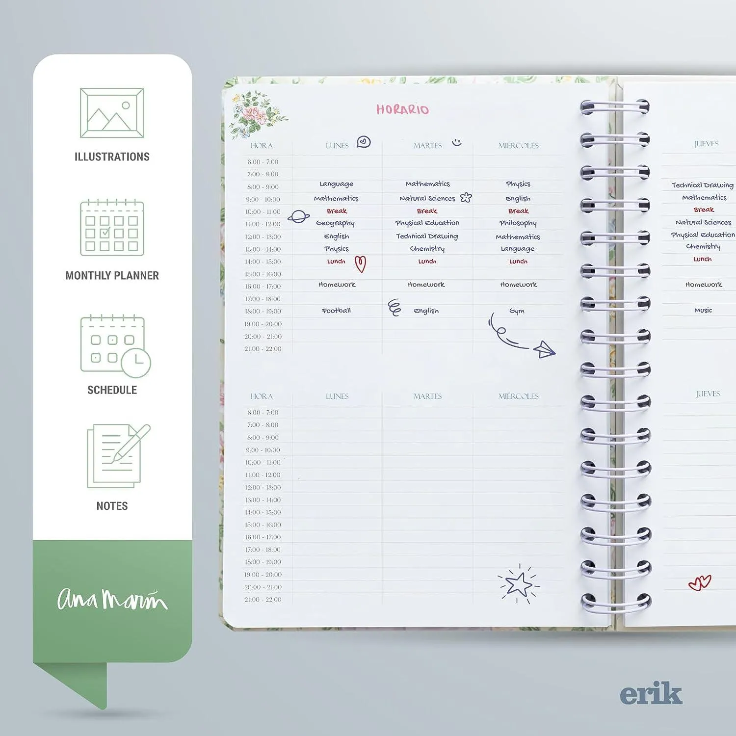 Ana Marin 2023/2024 A5 Academic Diary Week To View 12 Months