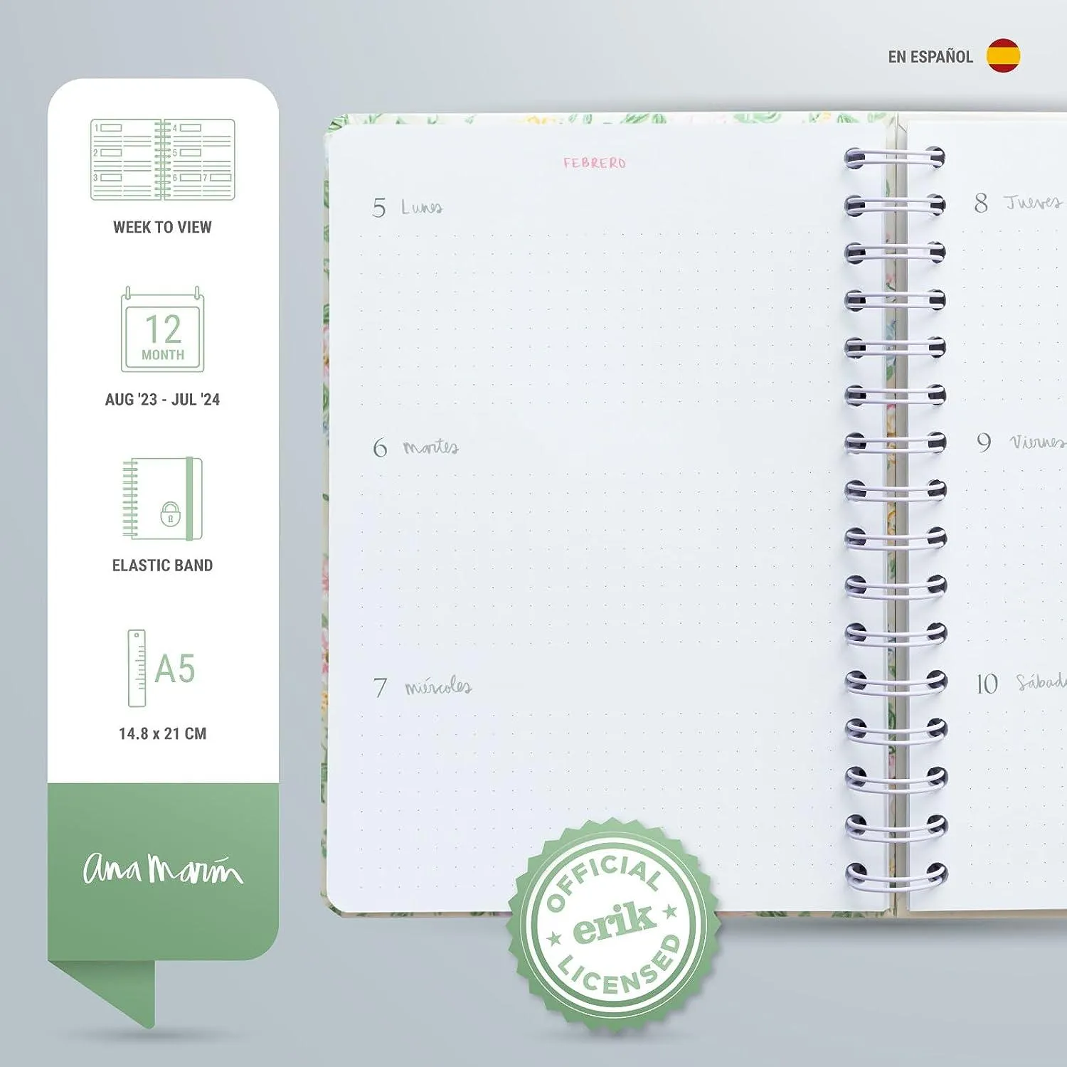 Ana Marin 2023/2024 A5 Academic Diary Week To View 12 Months