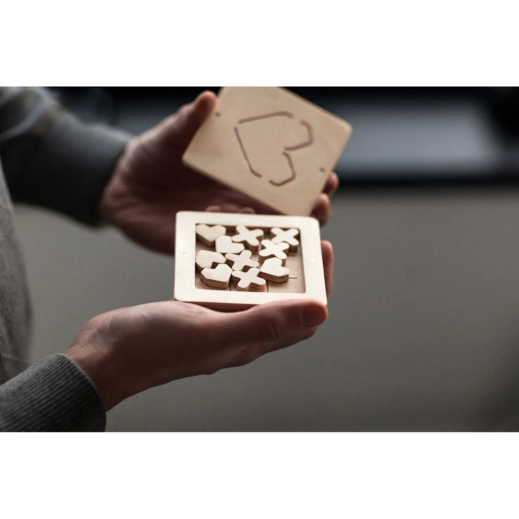 babai Wooden Classic Board Game Tic Tac Toe "Love Is"