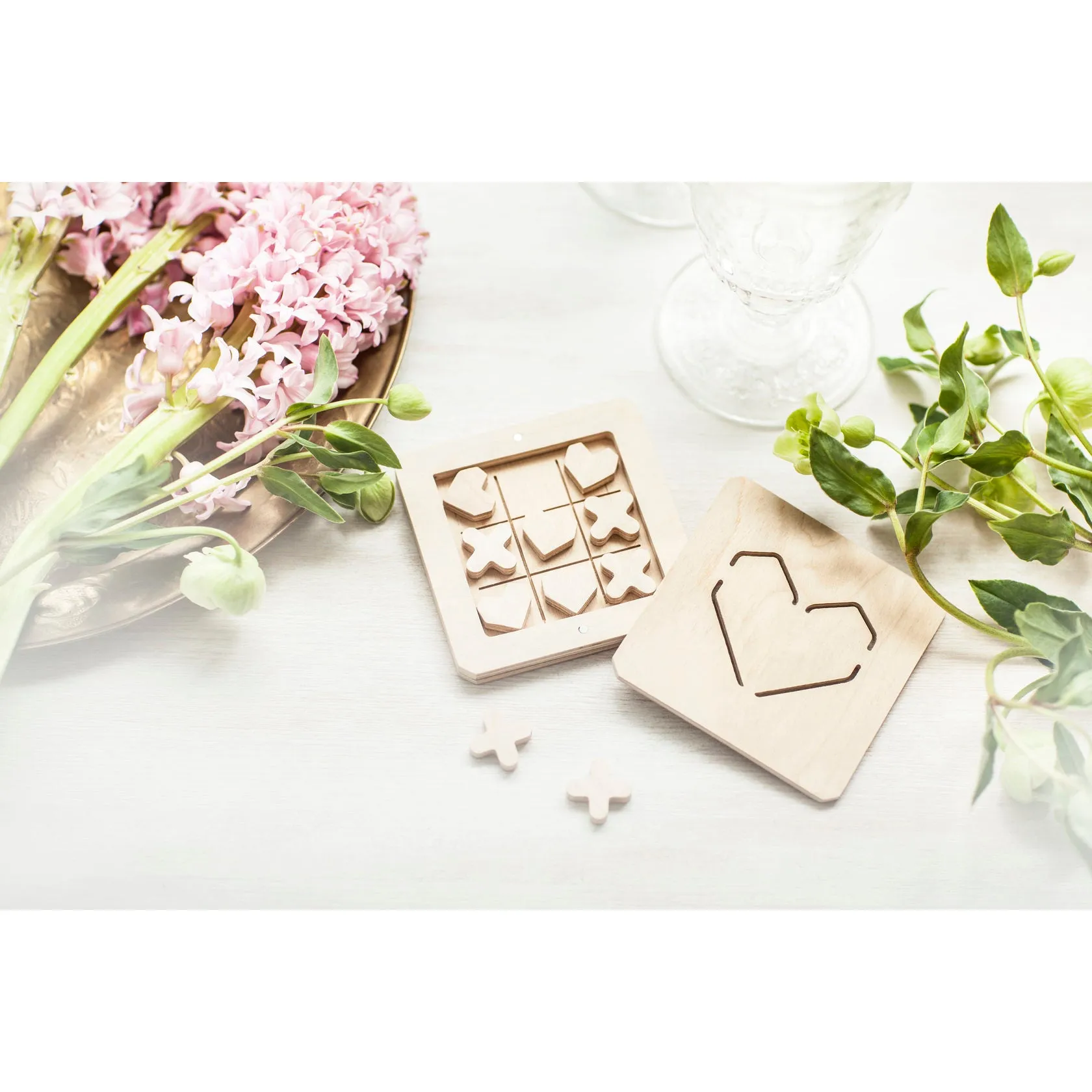 babai Wooden Classic Board Game Tic Tac Toe "Love Is"