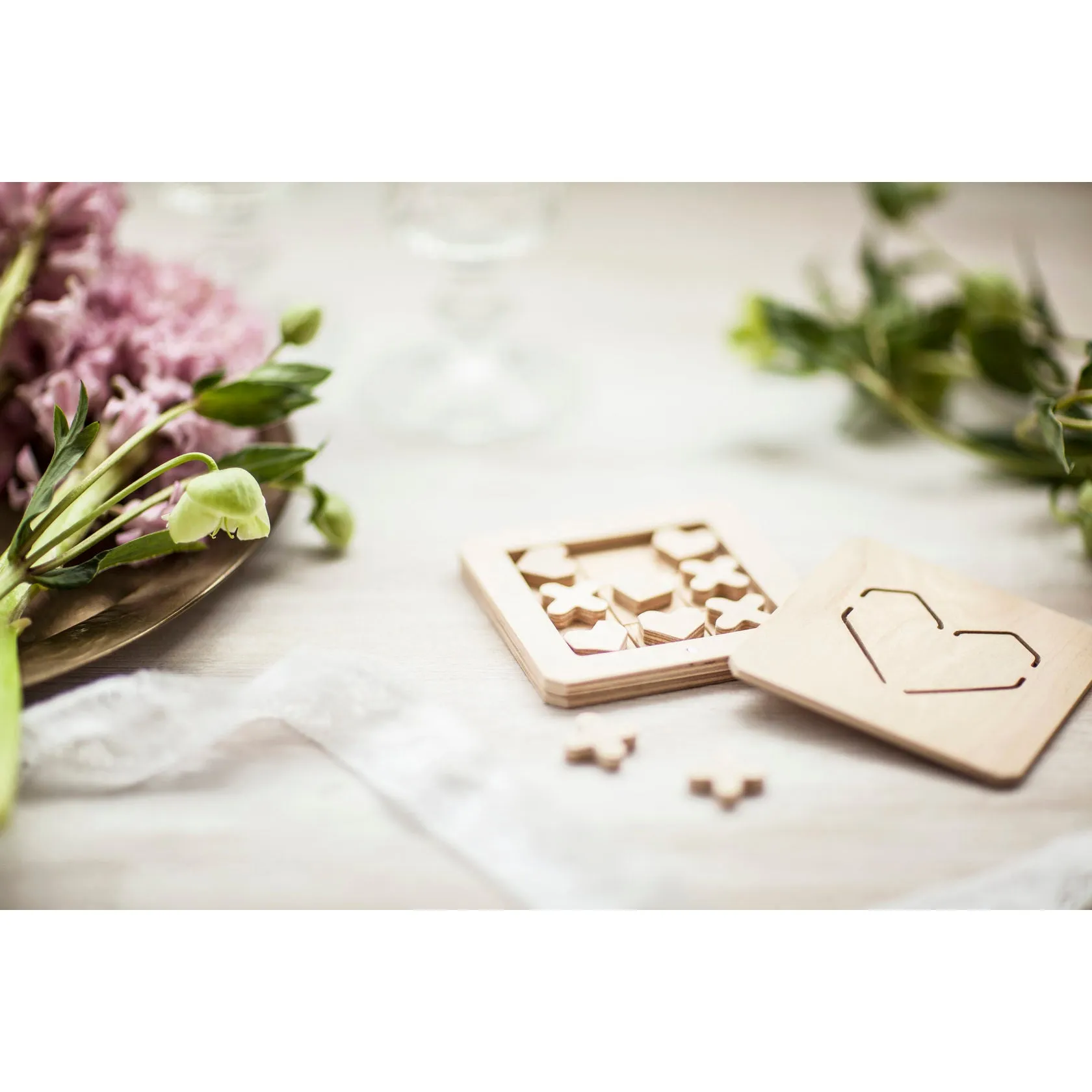 babai Wooden Classic Board Game Tic Tac Toe "Love Is"