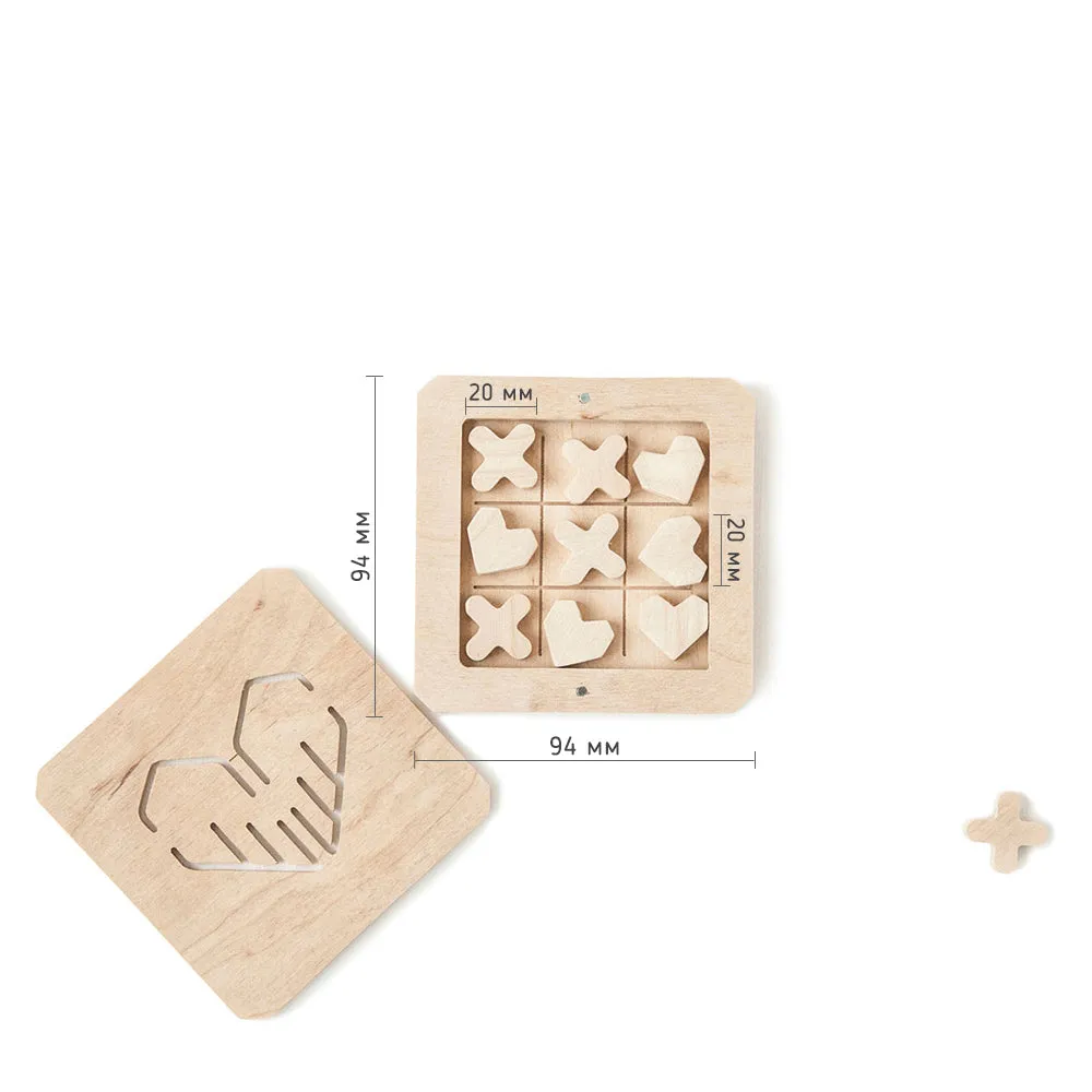 babai Wooden Classic Board Game Tic Tac Toe "Love Is"