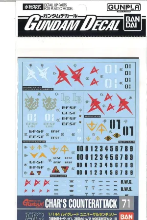 Bandai Gundam 1/144 Model Kit with Water Slide Decals (161215)