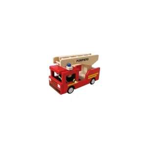 Bass & Bass Fireman Truck with 2 Firemen - Imitation Toy - 3  Wooden Toy