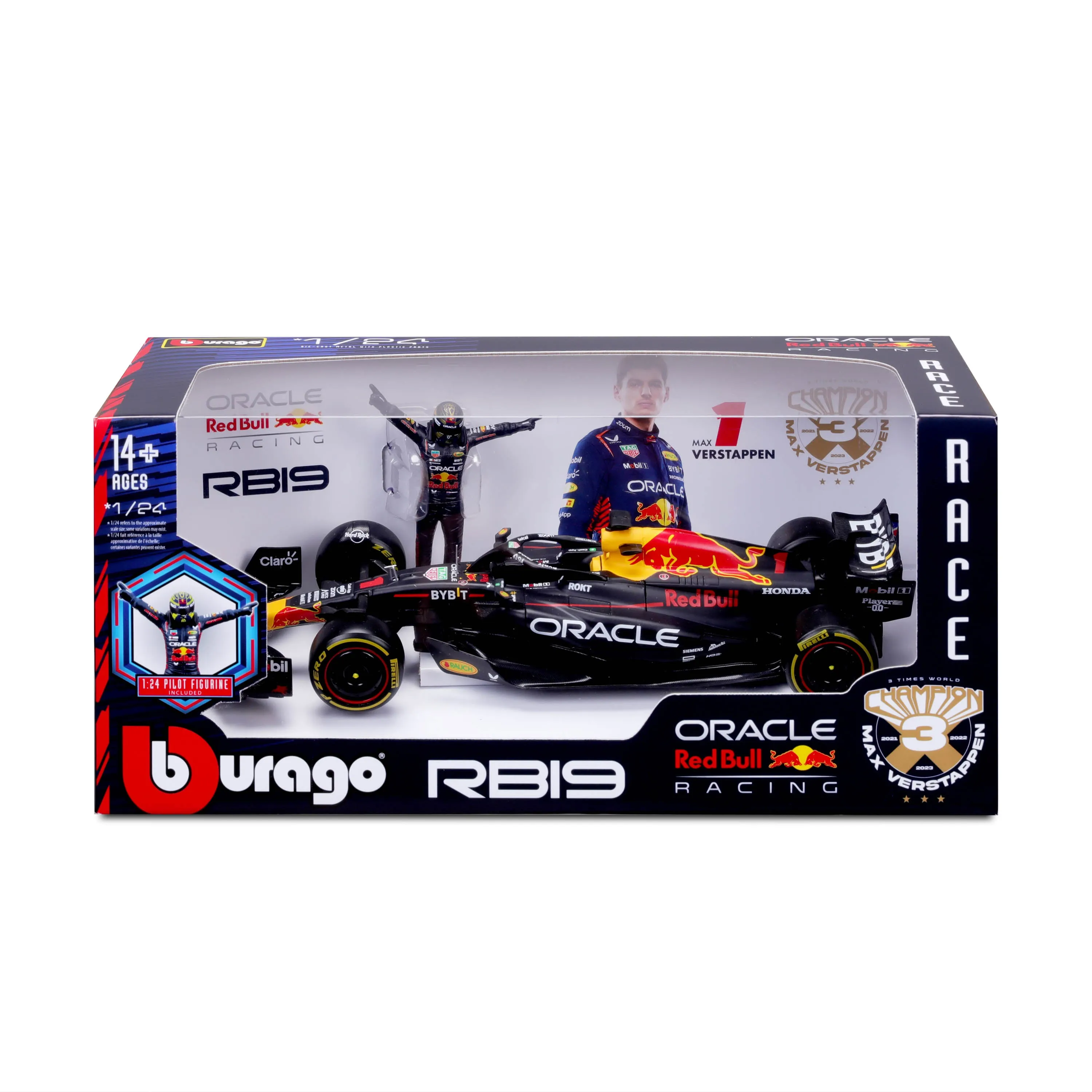 Bburago 1:24 F1 Oracle Red Bull Rb19 2023 (#1 Versteppen) - With Driver Figure