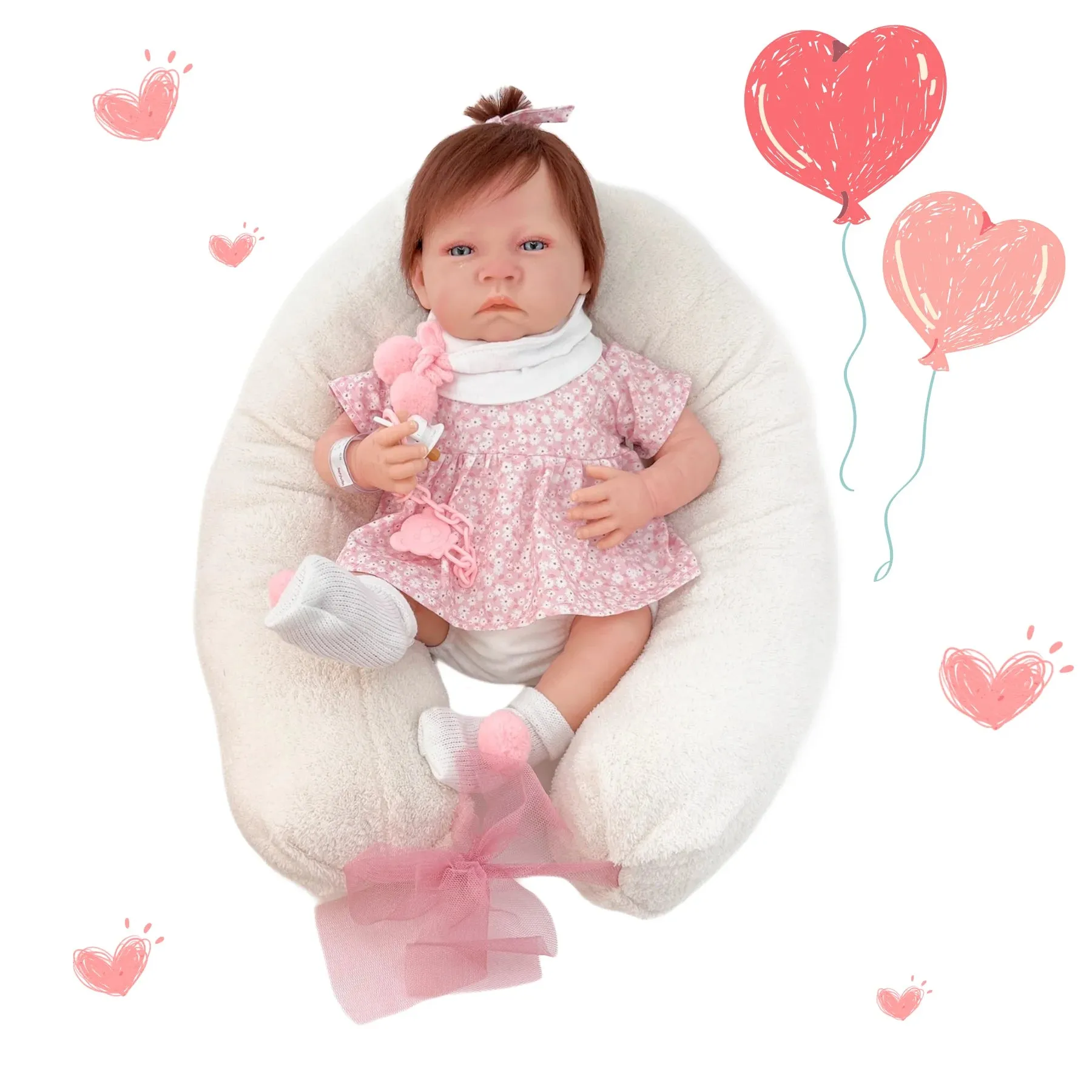 Berjuan 8214 Sweet Reborn Doll with Floral Dress 50cm