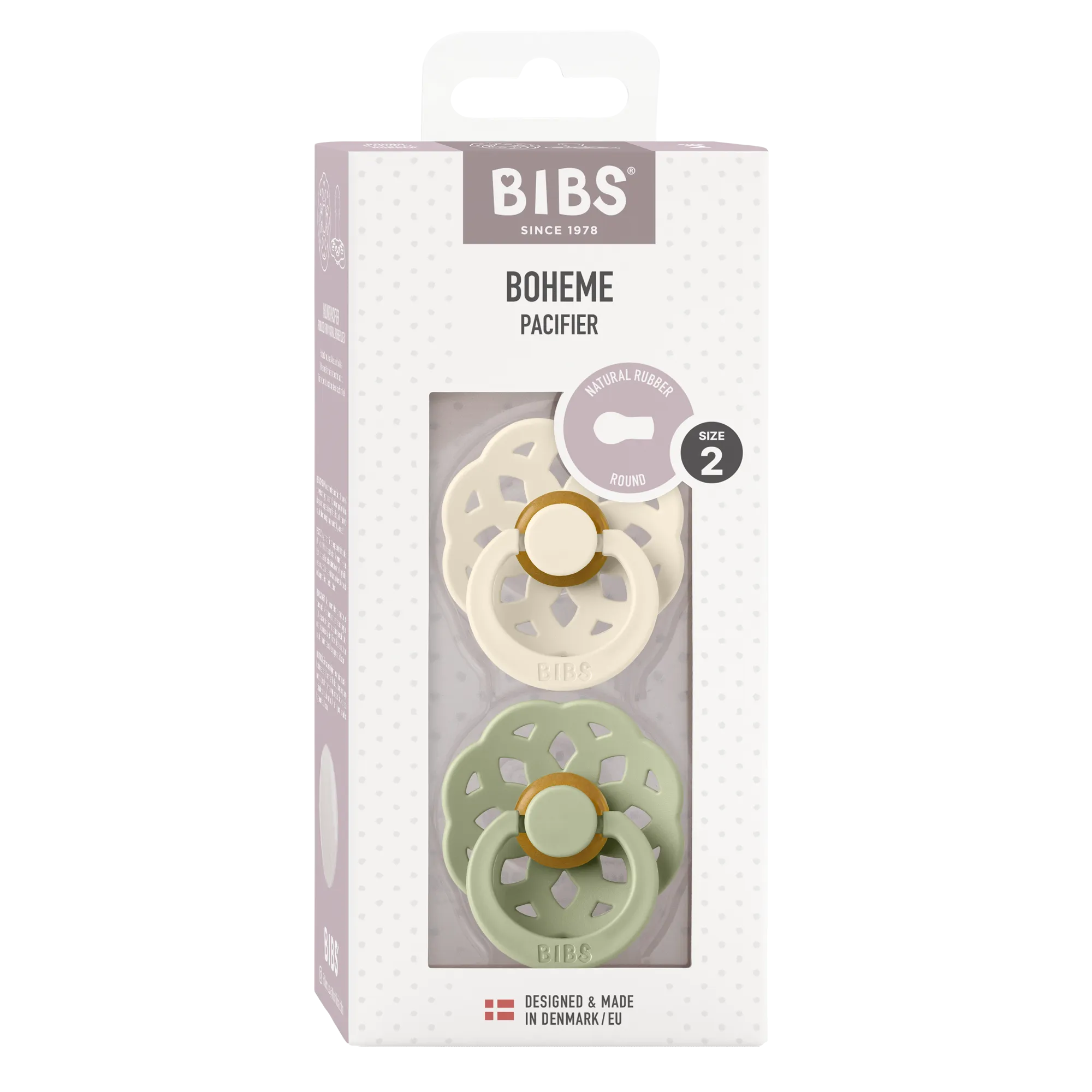 BIBS Boheme Pacifier Duo - Ivory   Sage