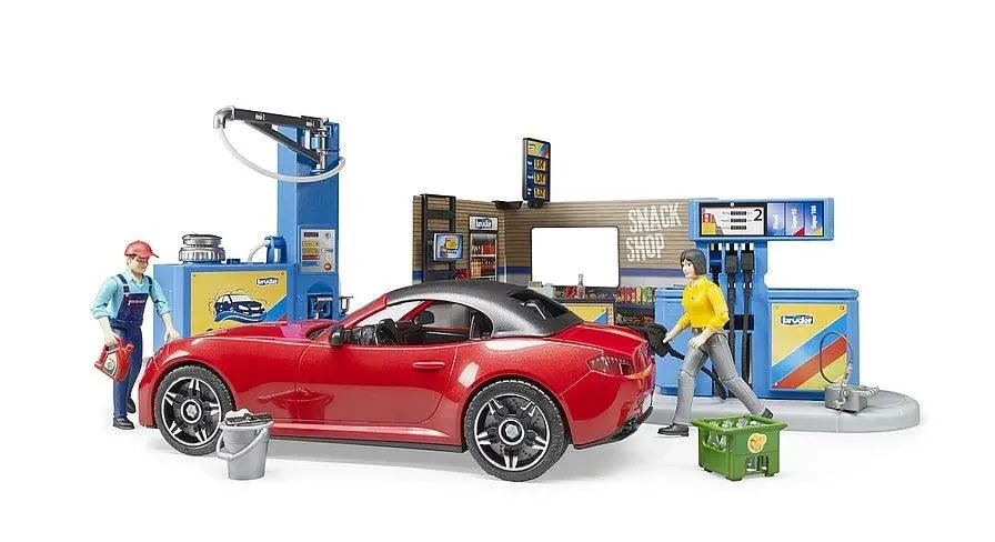 BRUDER Bworld Filling Station with Vehicle and Car Wash