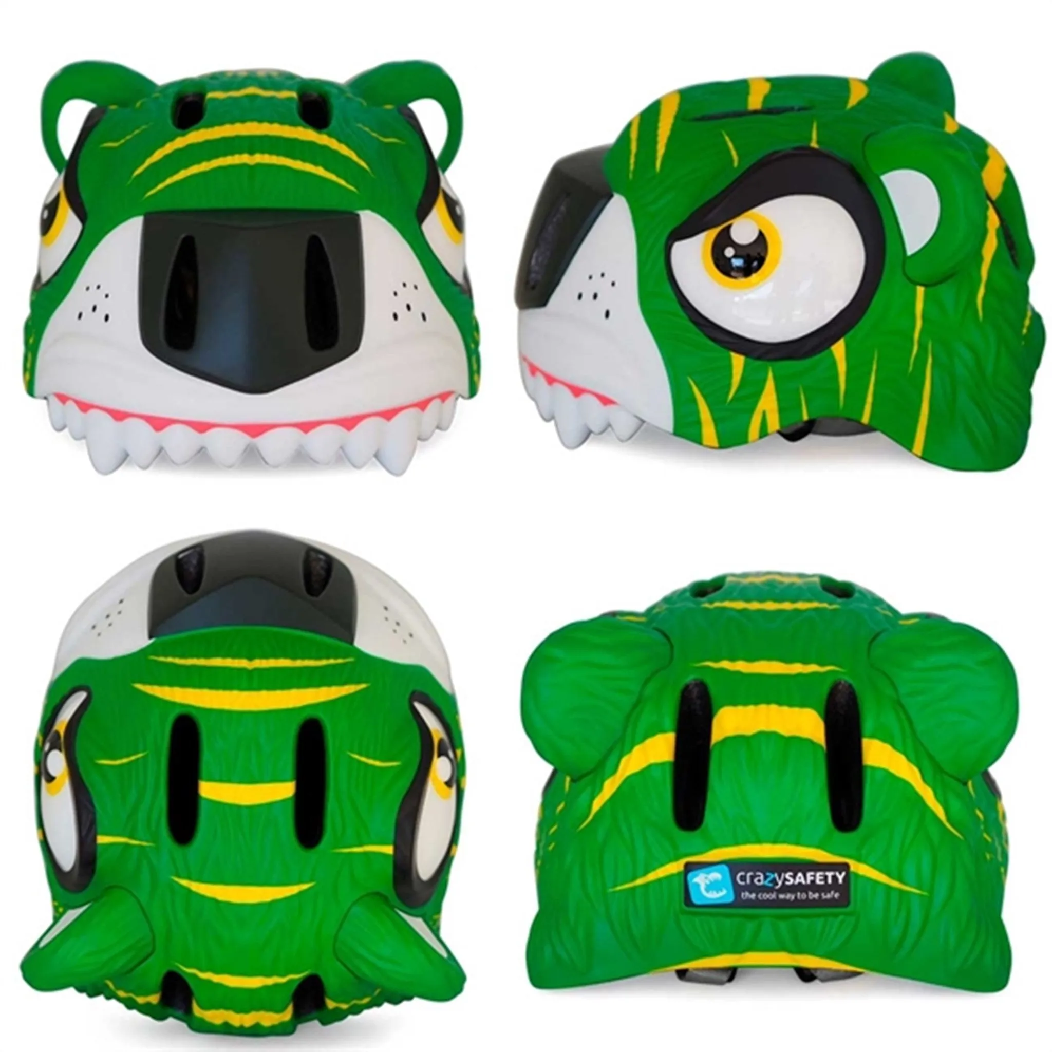 Crazy Safety Tiger Bicycle Helmet Green