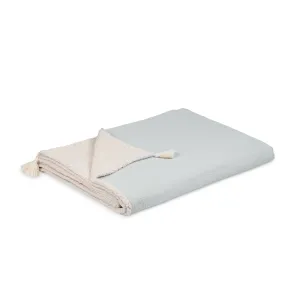 Double Sided Muslin   Faux Fur Blanket | Pale Blue 140x200cm