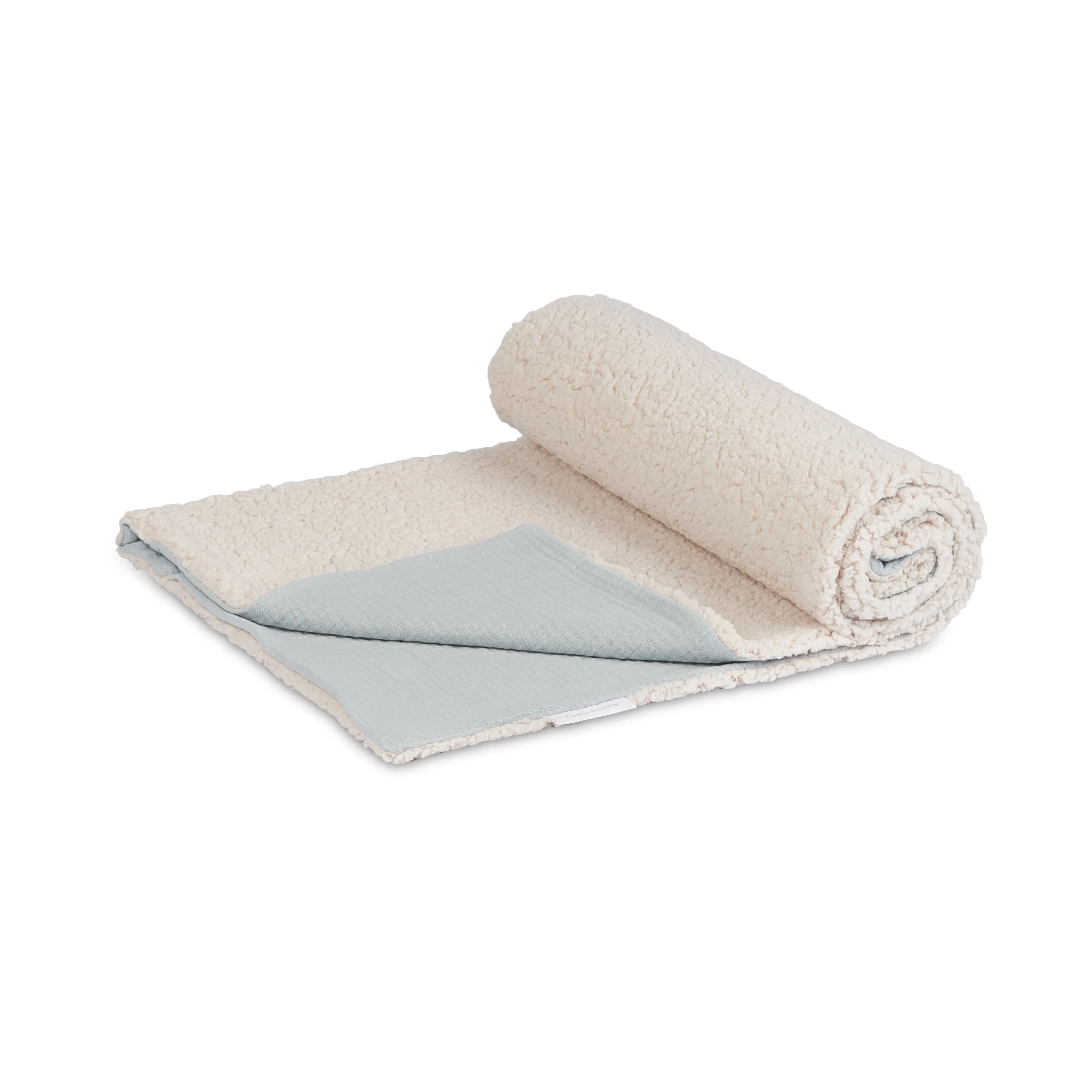 Double Sided Muslin   Faux Fur Blanket | Pale Blue 140x200cm