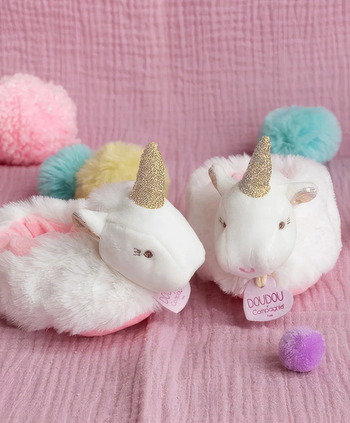Doudou et Compagnie New Born Gift Box Unicorn Baby Slippers with Rattle
