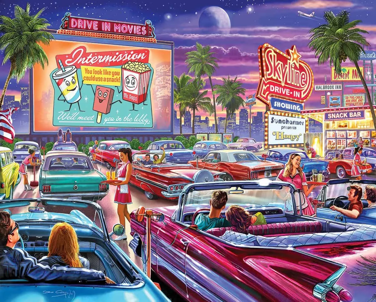 Drive-In Movie (1495pz) - 1000 Pieces White Mountain