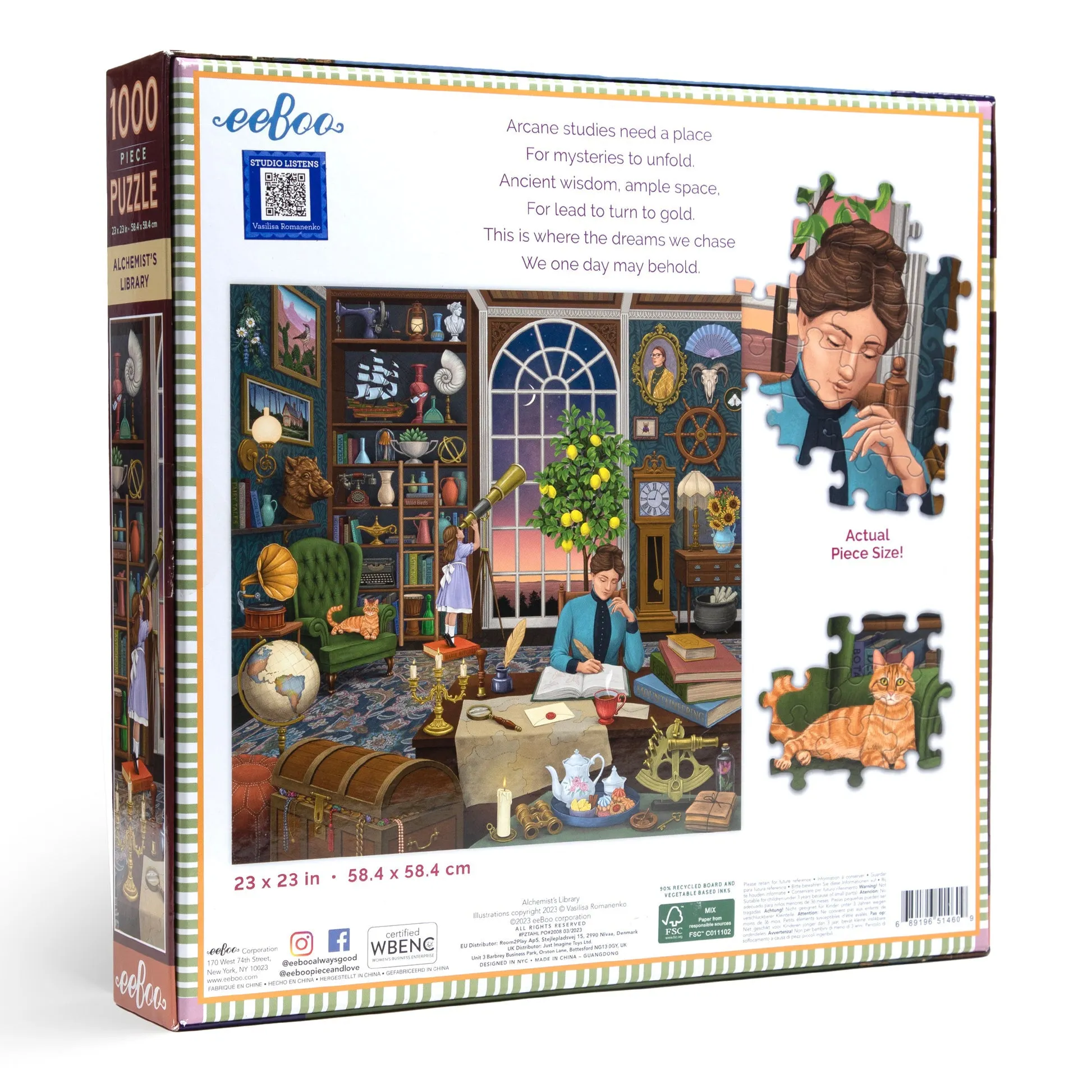 eeBoo Alchemist's Library 1000pc Square Puzzle
