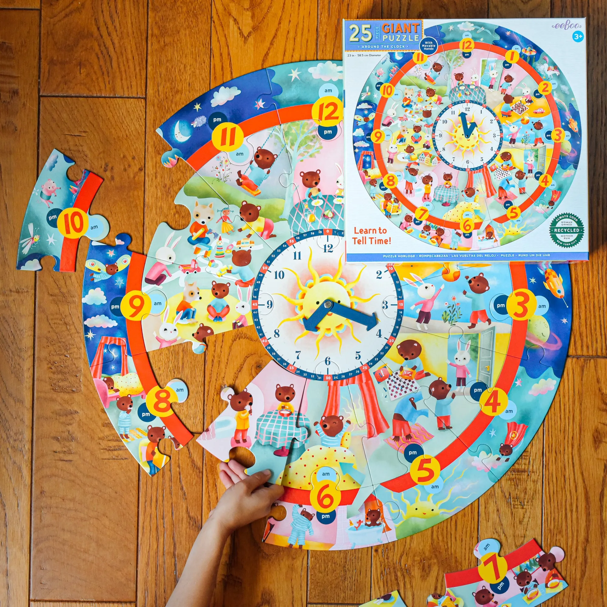 eeBoo Around The Clock 25pc Giant Round Puzzle