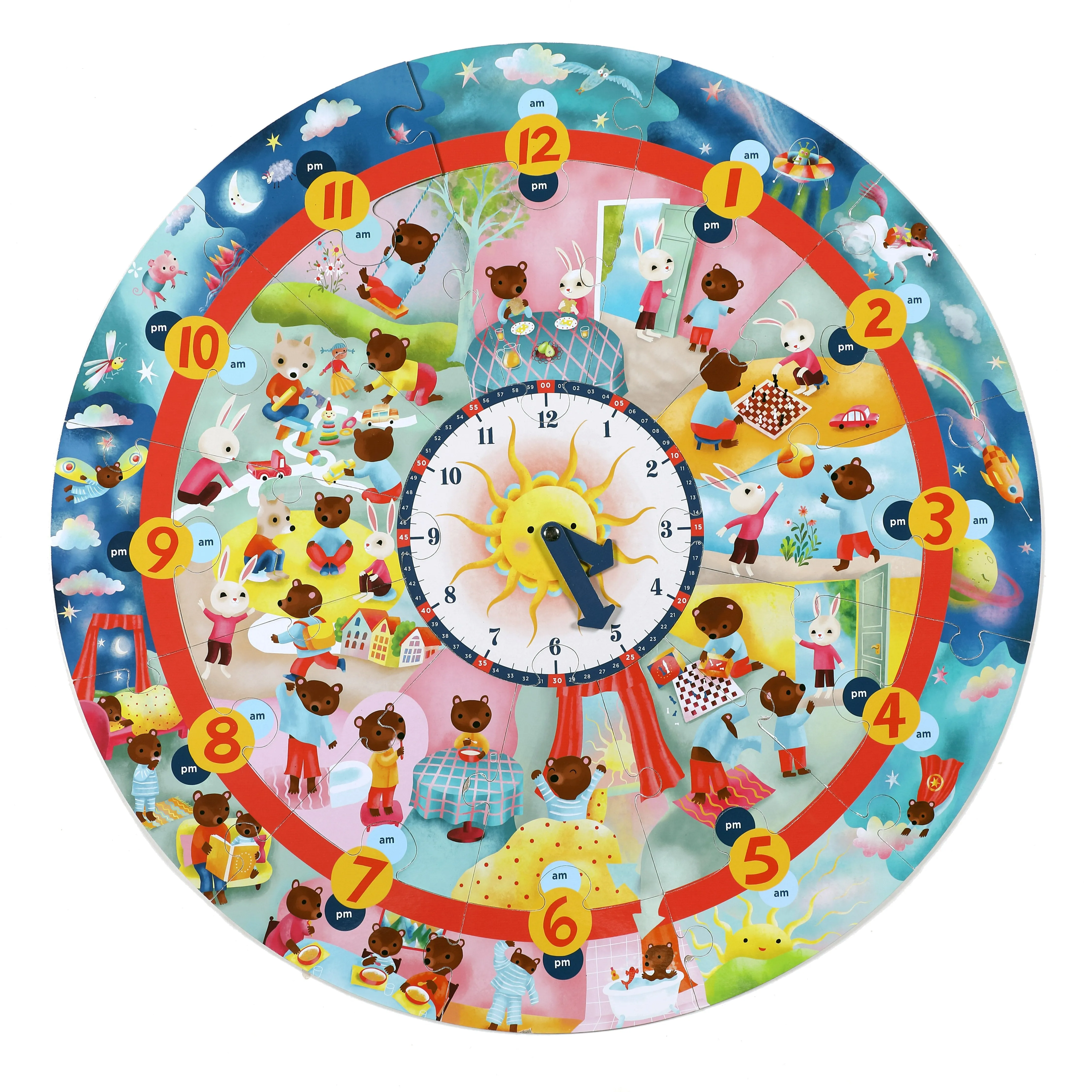 eeBoo Around The Clock 25pc Giant Round Puzzle