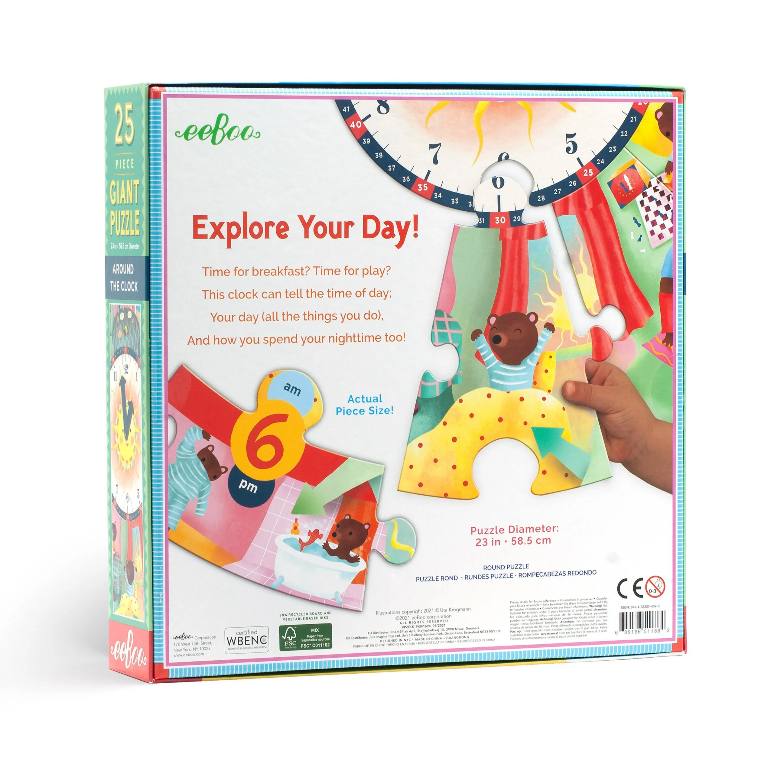 eeBoo Around The Clock 25pc Giant Round Puzzle