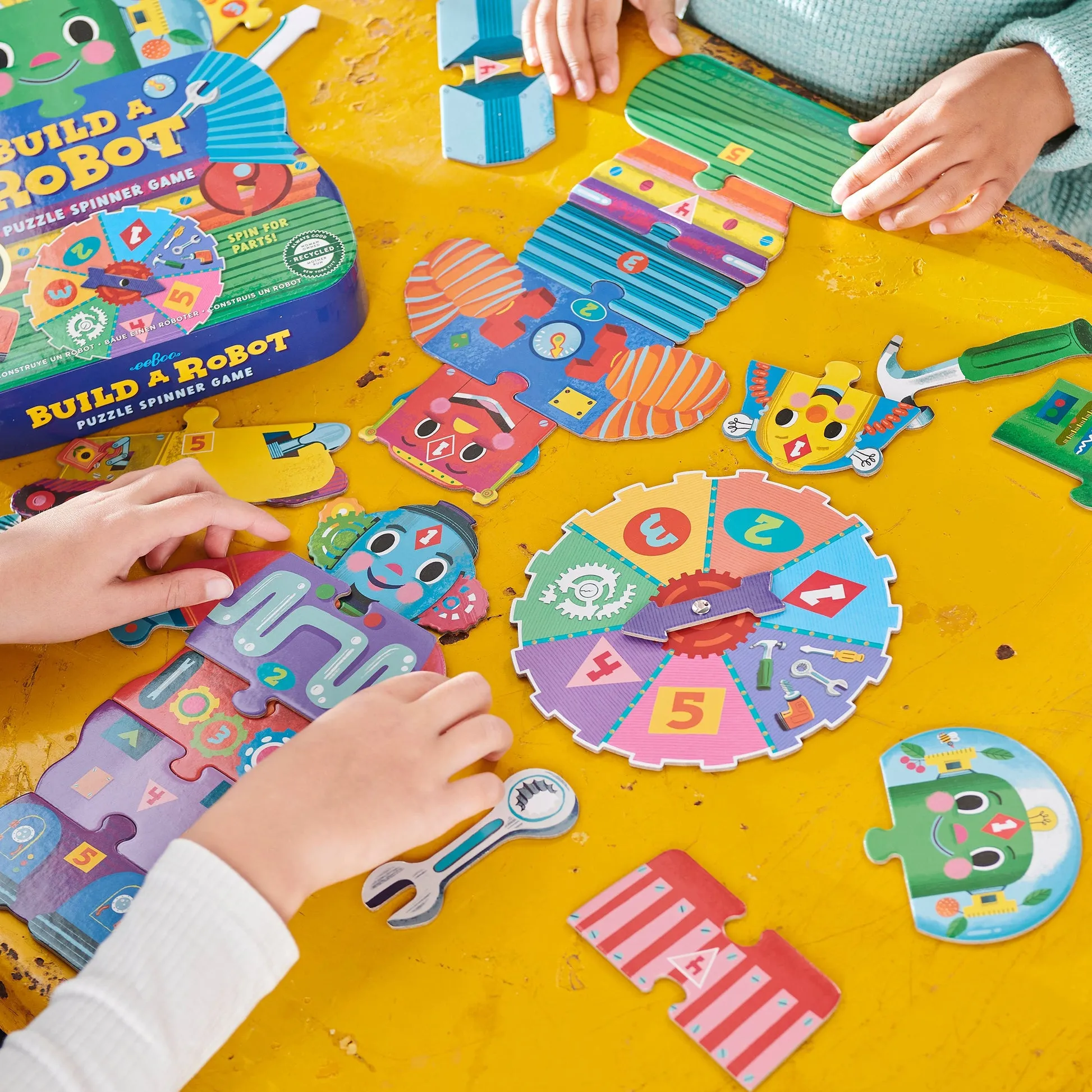 eeBoo Build A Robot Shaped Spinner Game