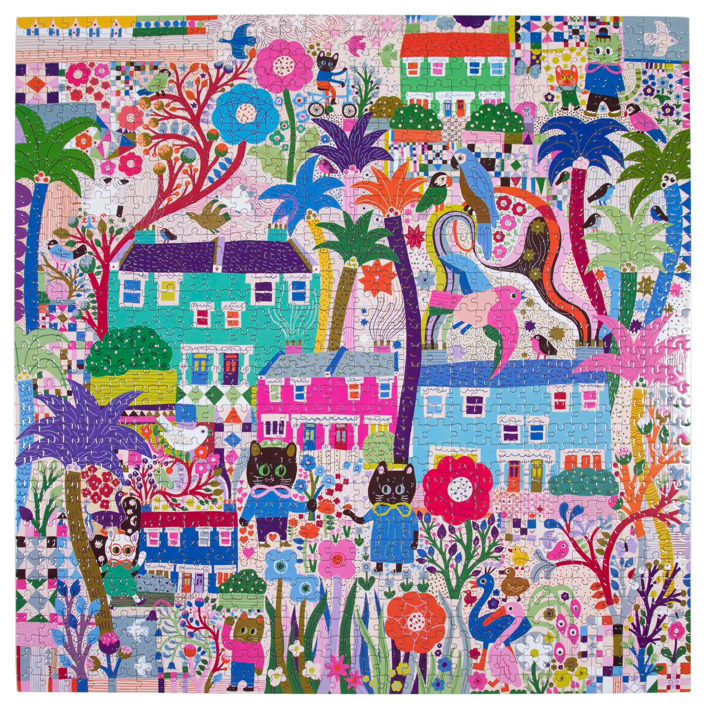 eeBoo Cats Around Town 1000 pc Square Puzzle