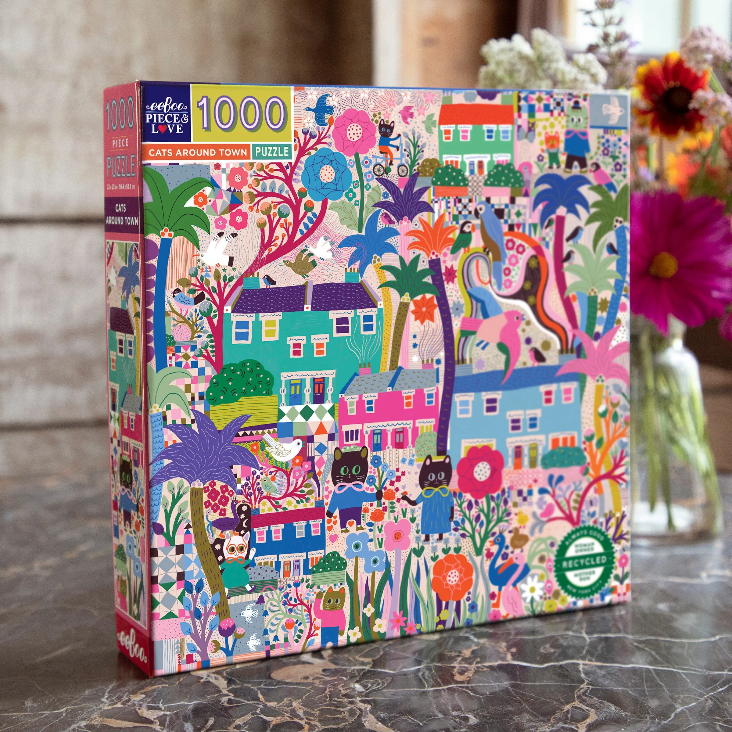 eeBoo Cats Around Town 1000 pc Square Puzzle