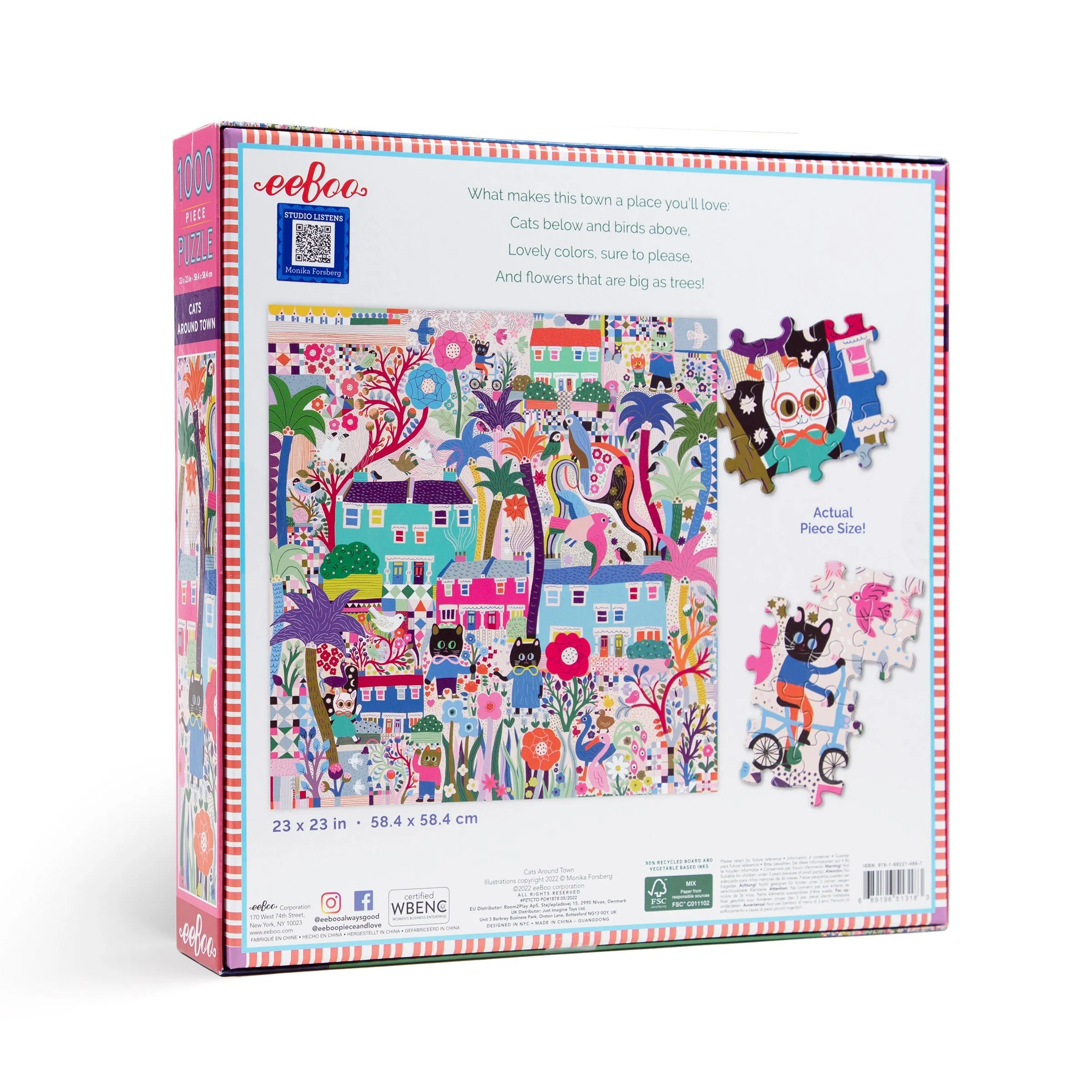 eeBoo Cats Around Town 1000 pc Square Puzzle