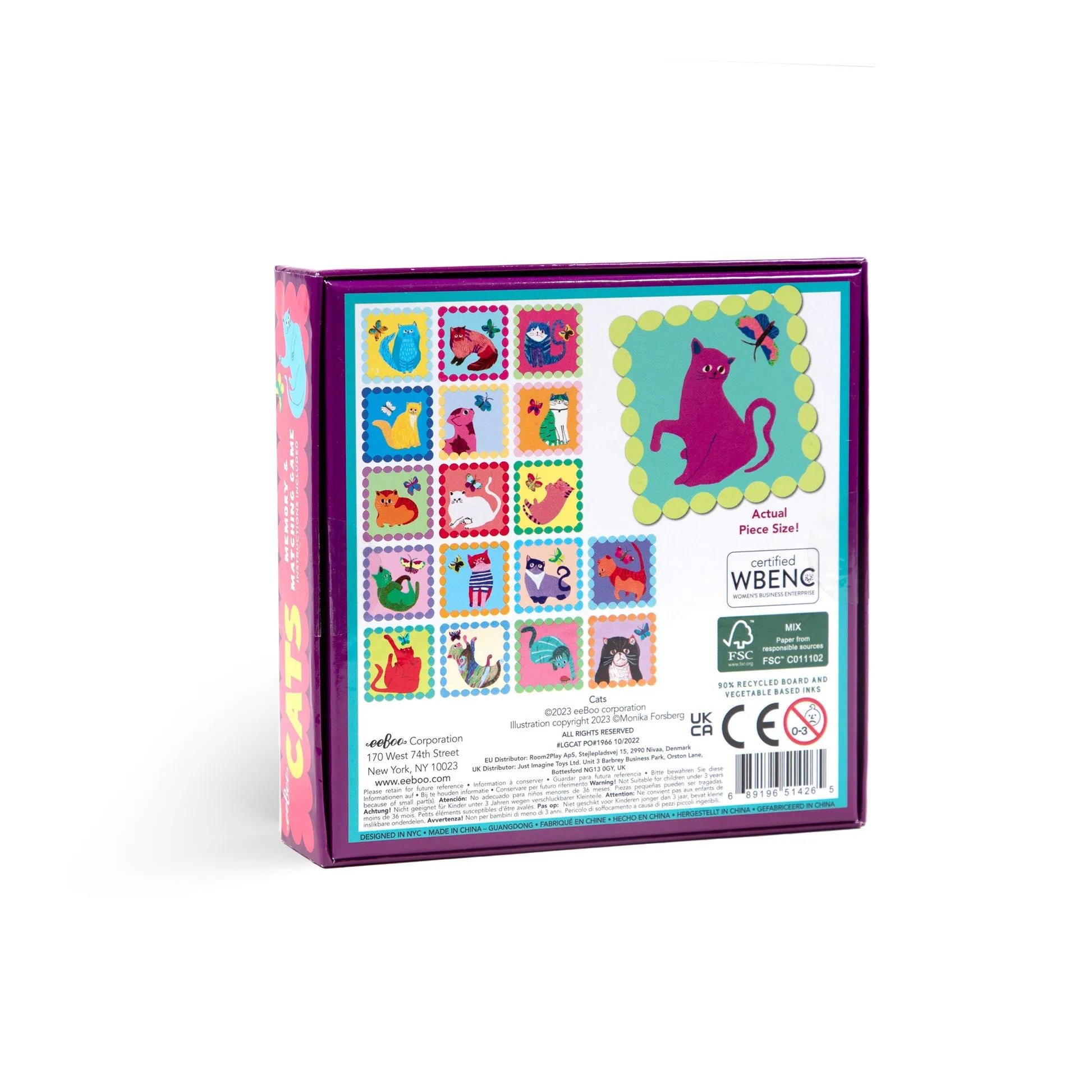 eeBoo Cats Little Square Memory Game