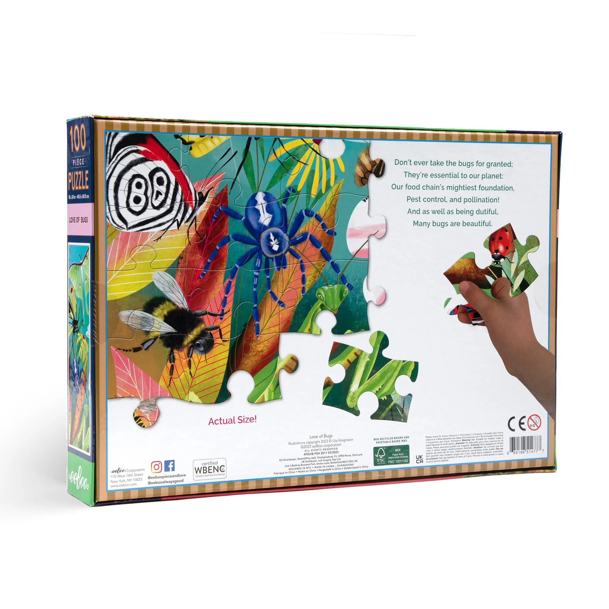 eeBoo Love of Bugs 100pc Puzzle