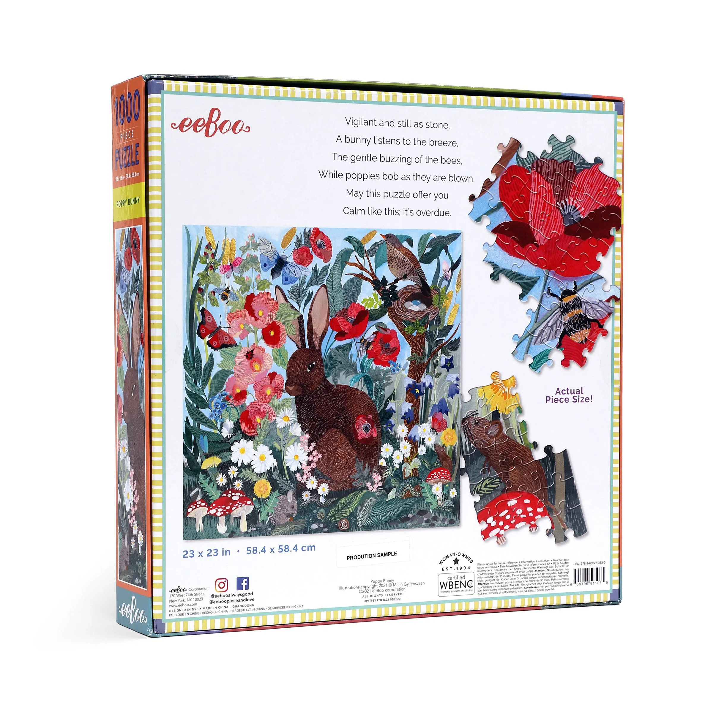 eeBoo Poppy Bunny 1000 pc Square Puzzle