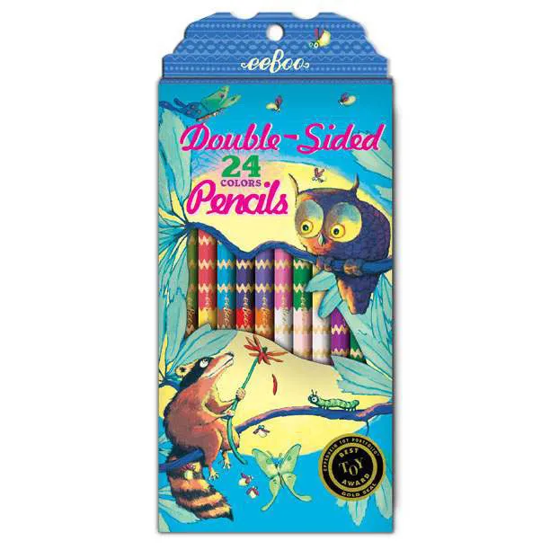 eeBoo Raccoon and Owl 12 Double Sided Pencils