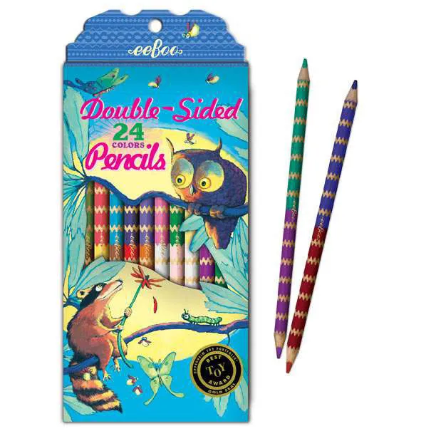 eeBoo Raccoon and Owl 12 Double Sided Pencils