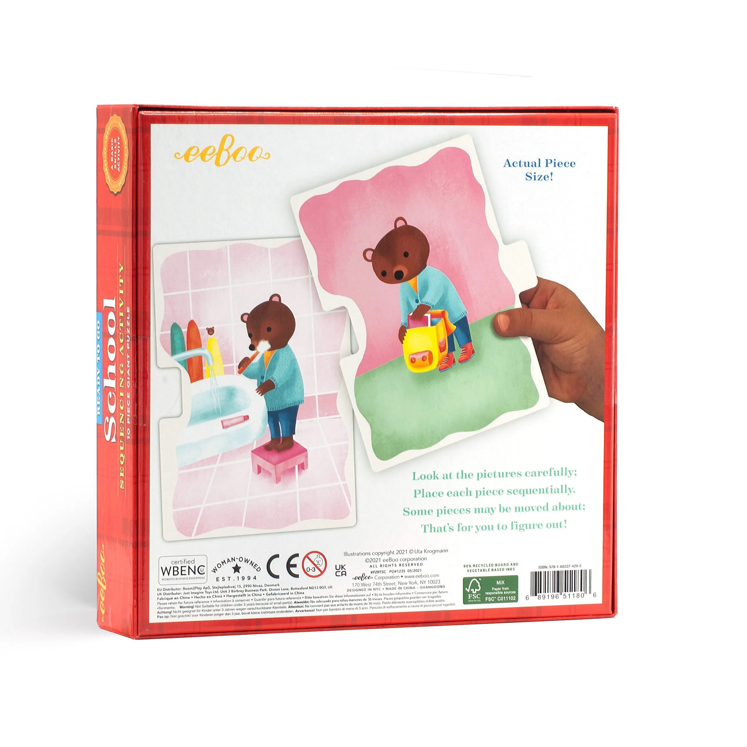 eeBoo Ready To Go Puzzle - School
