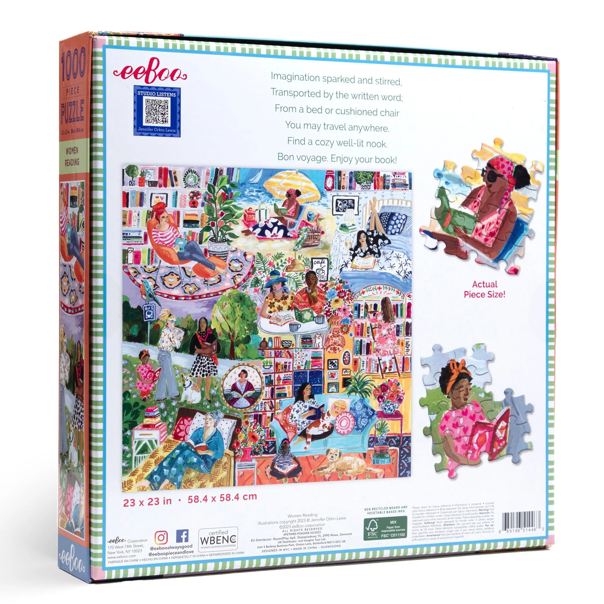 eeBoo Women Reading 1000pc Square Puzzle