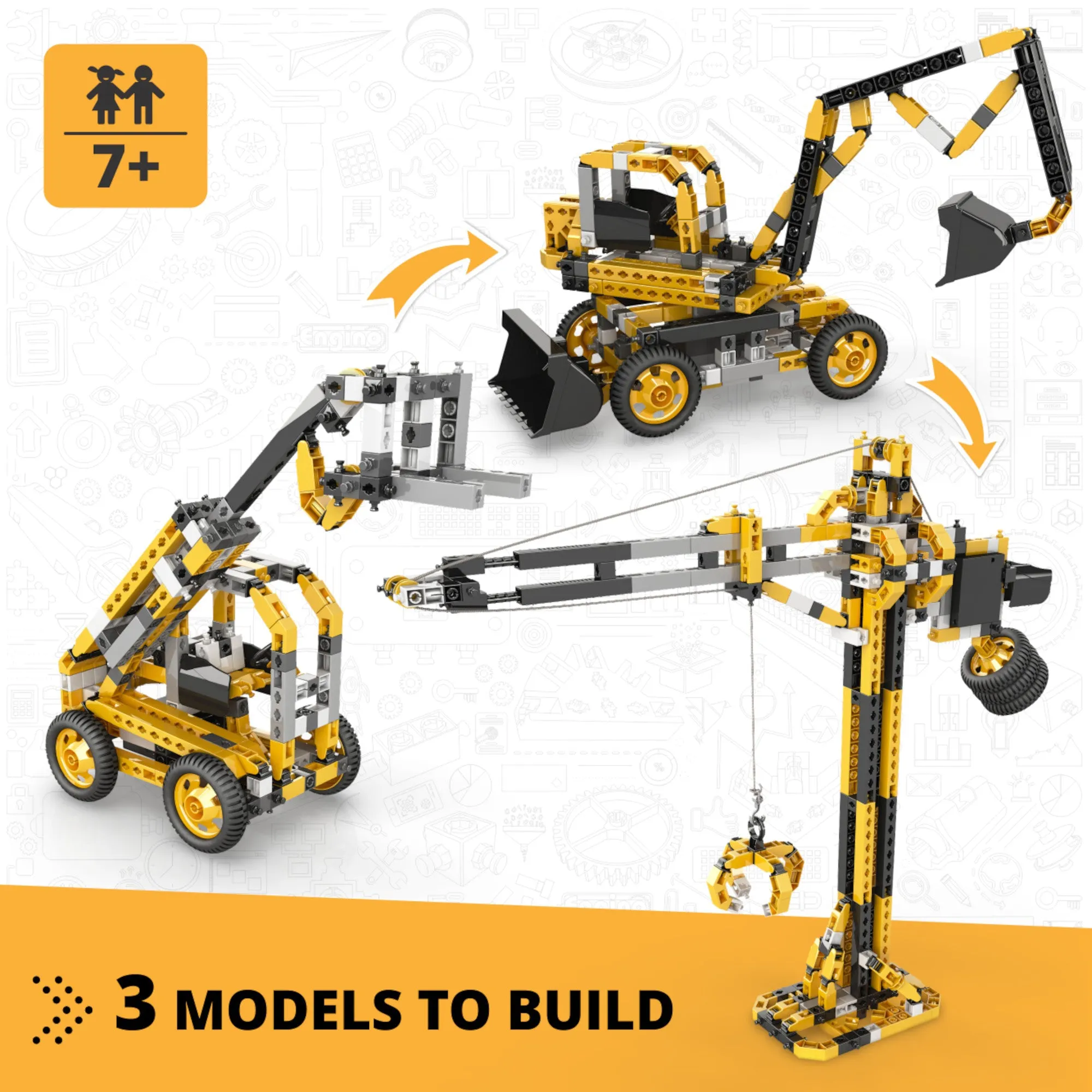 Engino Creative Builder Tall Crane Machinery Motorized Set