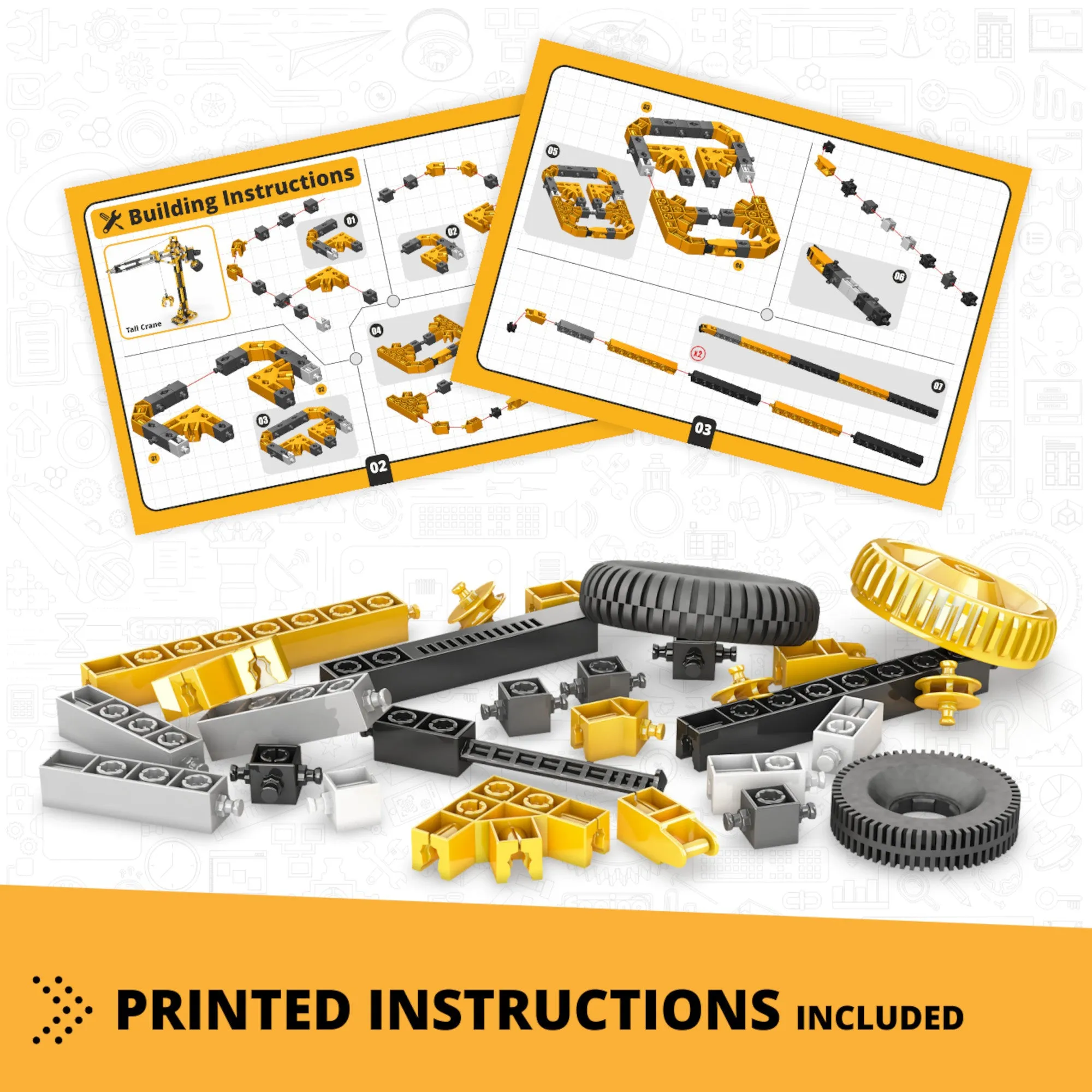 Engino Creative Builder Tall Crane Machinery Motorized Set