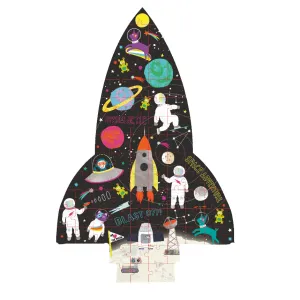 Floss & Rock 80 Piece "Rocket" Shaped Jigsaw with Shaped Box - Space