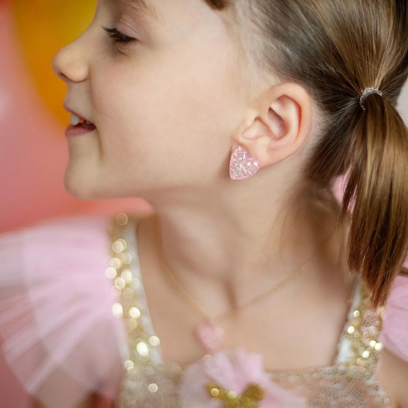 Great Pretenders Boutique Glitter Heart Clip on Earrings