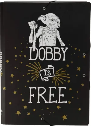 Harry Potter A4 Dobby Black, Elasticated 3 Flap Folder