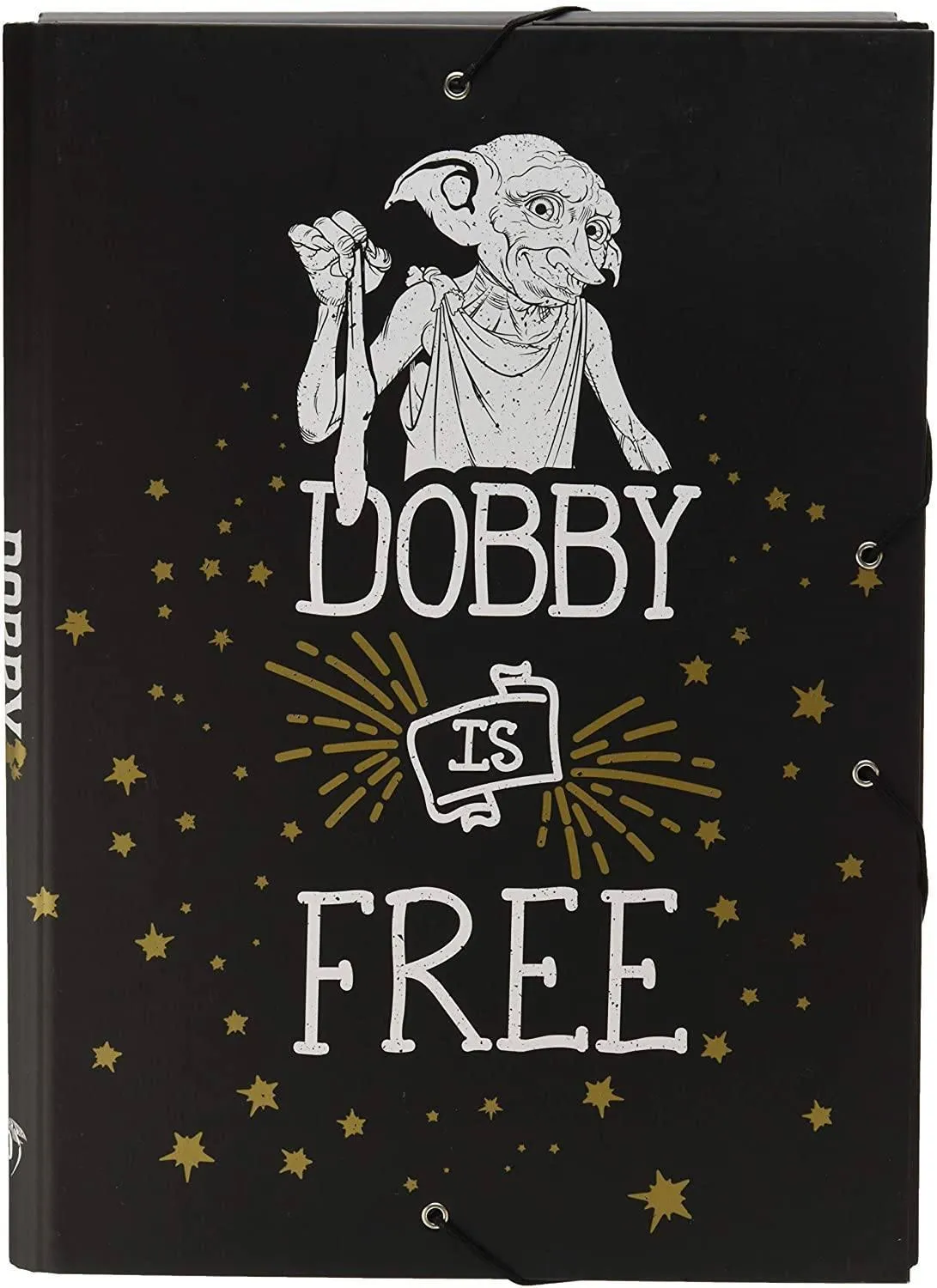 Harry Potter A4 Dobby Black, Elasticated 3 Flap Folder