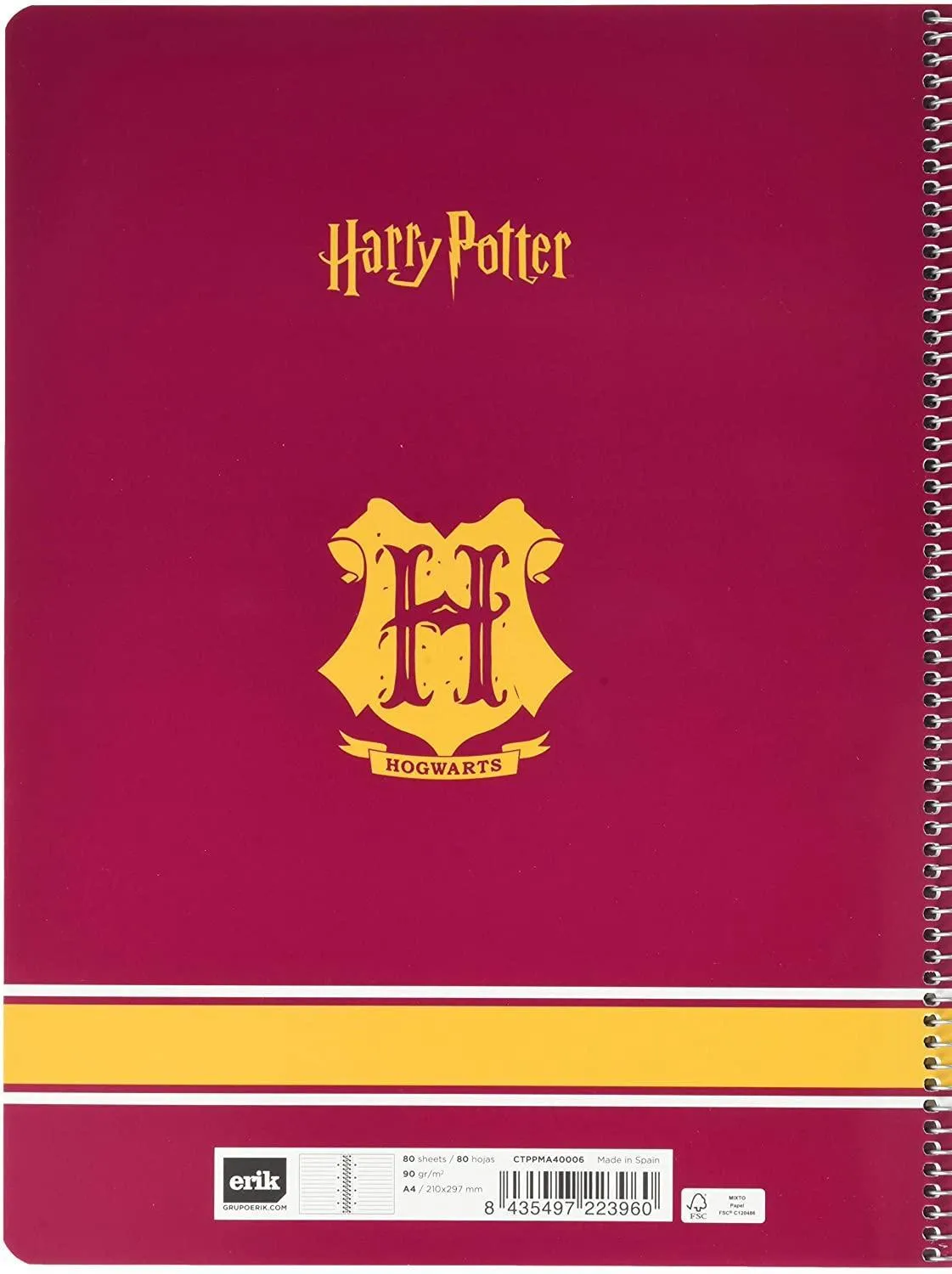 Harry Potter Gryffindor Spiral Bound Ruled Notebook A4