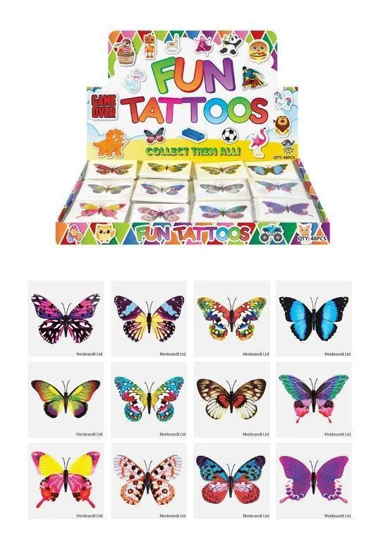 Hendrandt N51411 Mini Butterfly Temporary Tattoo Sheets - Assorted