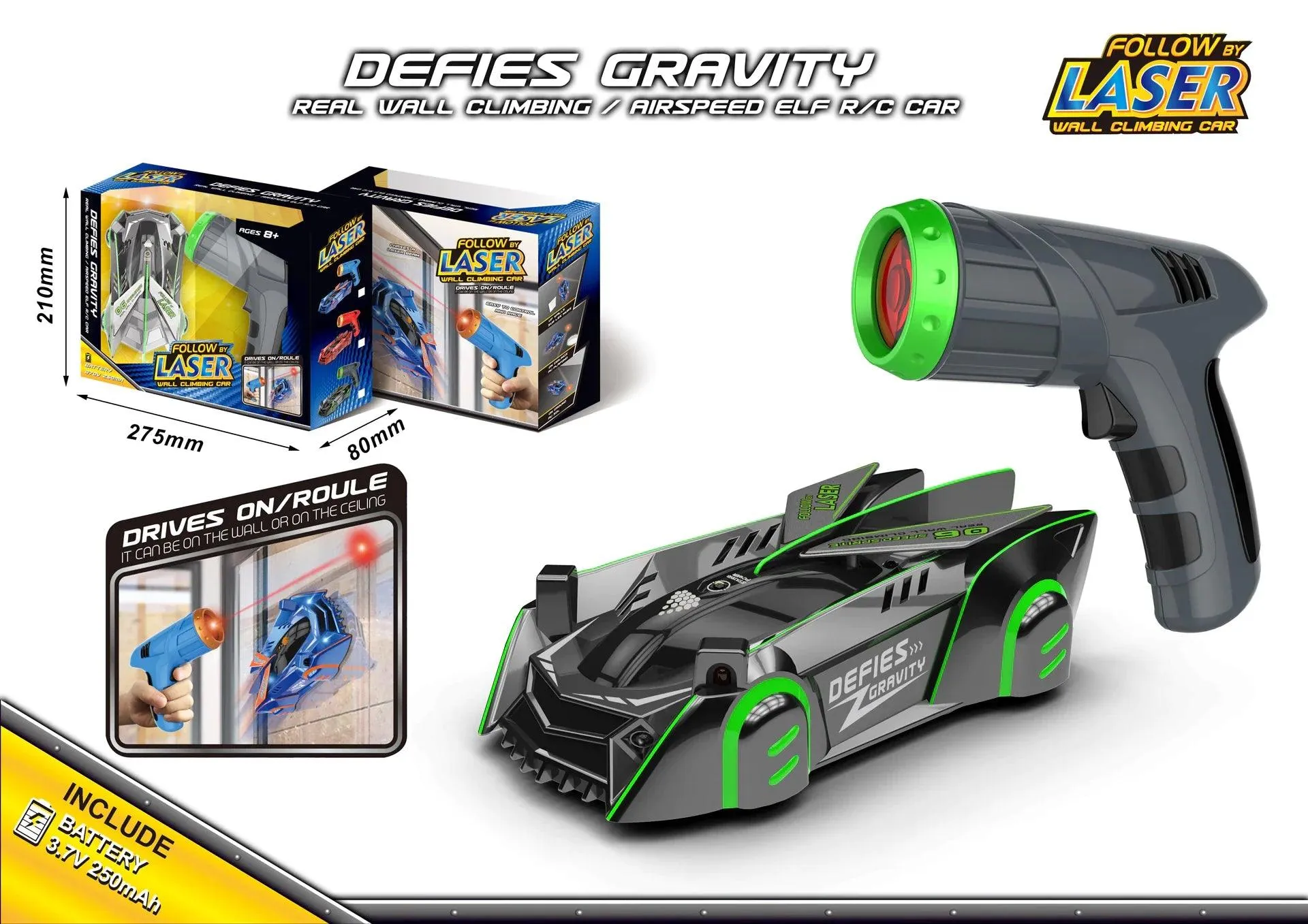 Infrared Laser Tracking Wall-Climbing Stunt Car - Assortment
