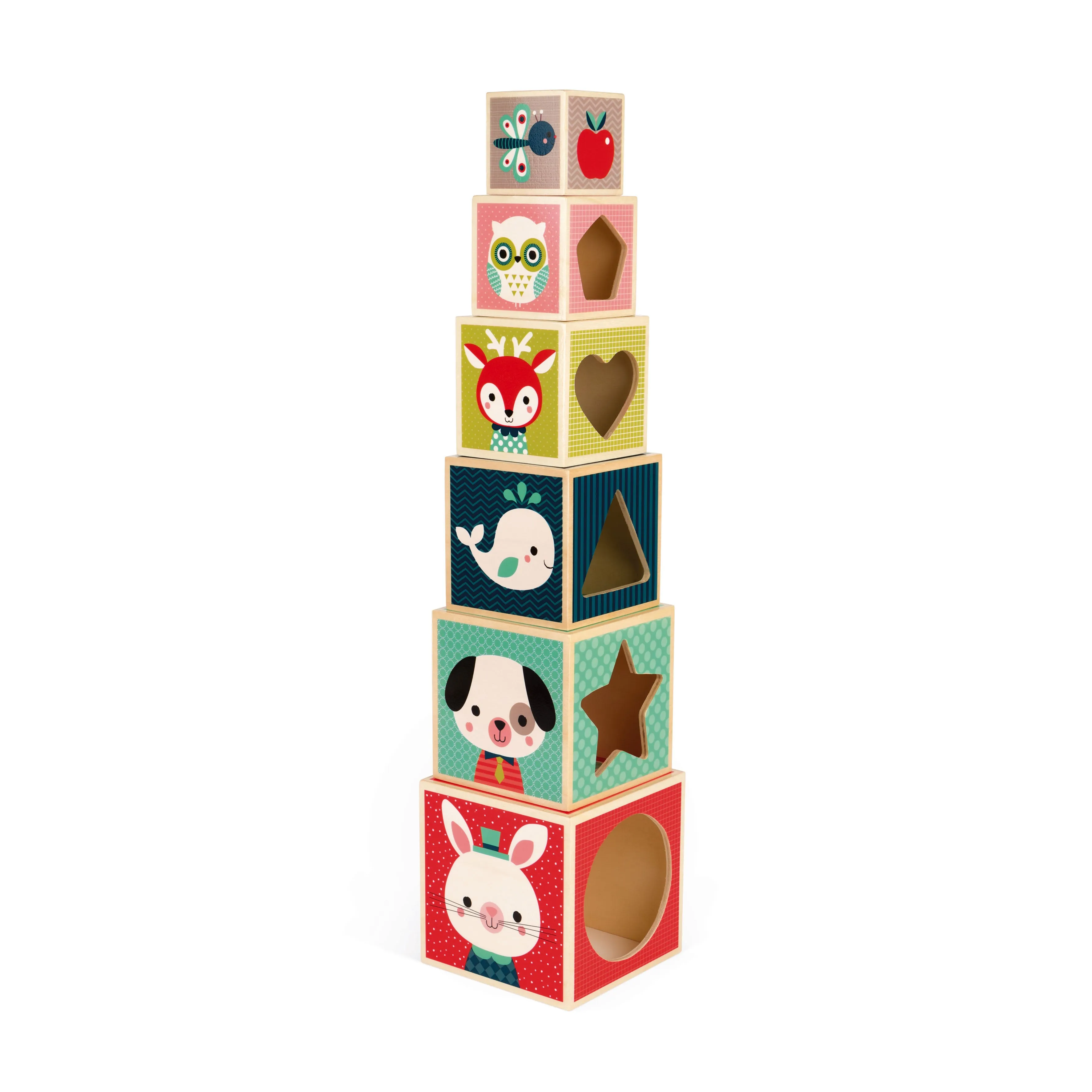 Janod 6 Block Pyramid Baby Forest