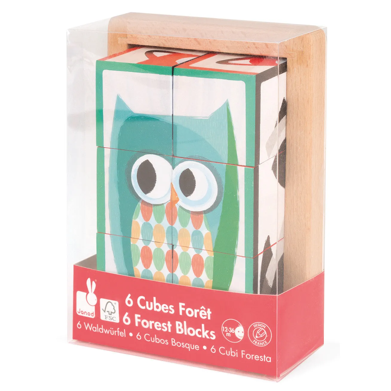 Janod 6 Forest Blocks in Wooden Box