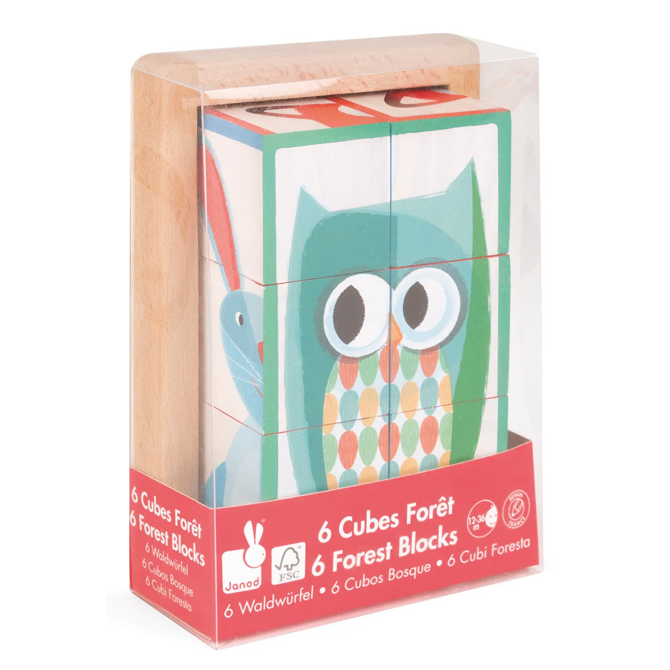 Janod 6 Forest Blocks in Wooden Box