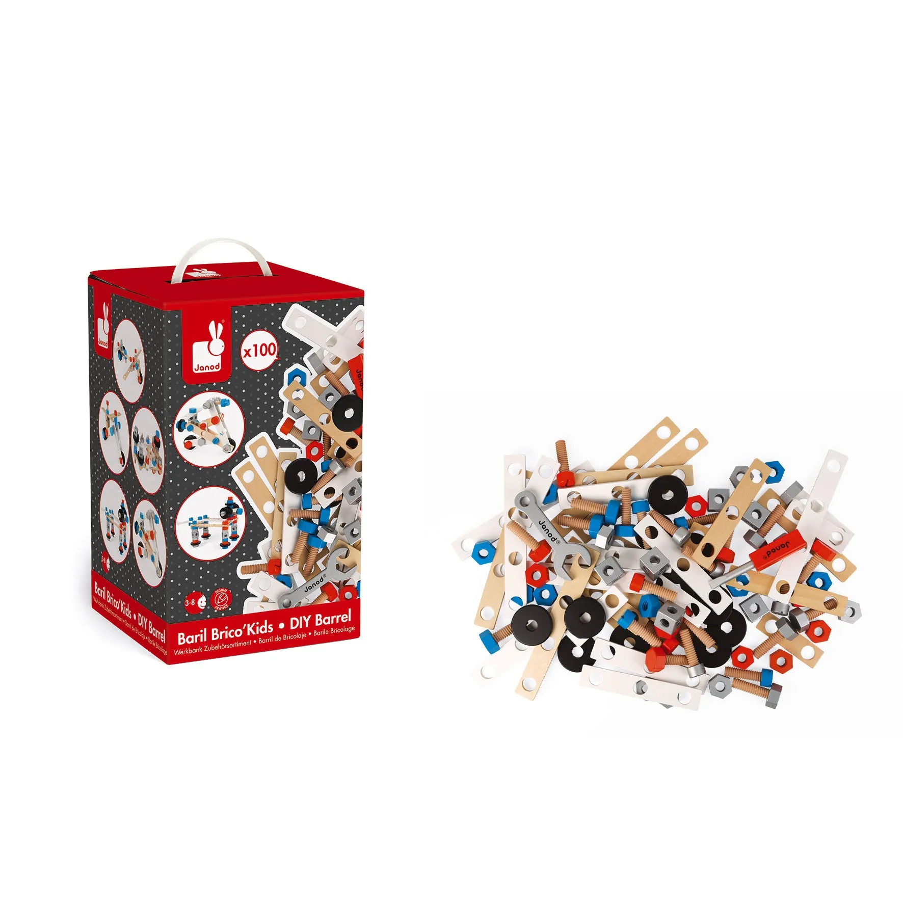 Janod Bricokids DIY Barrel - 100pcs