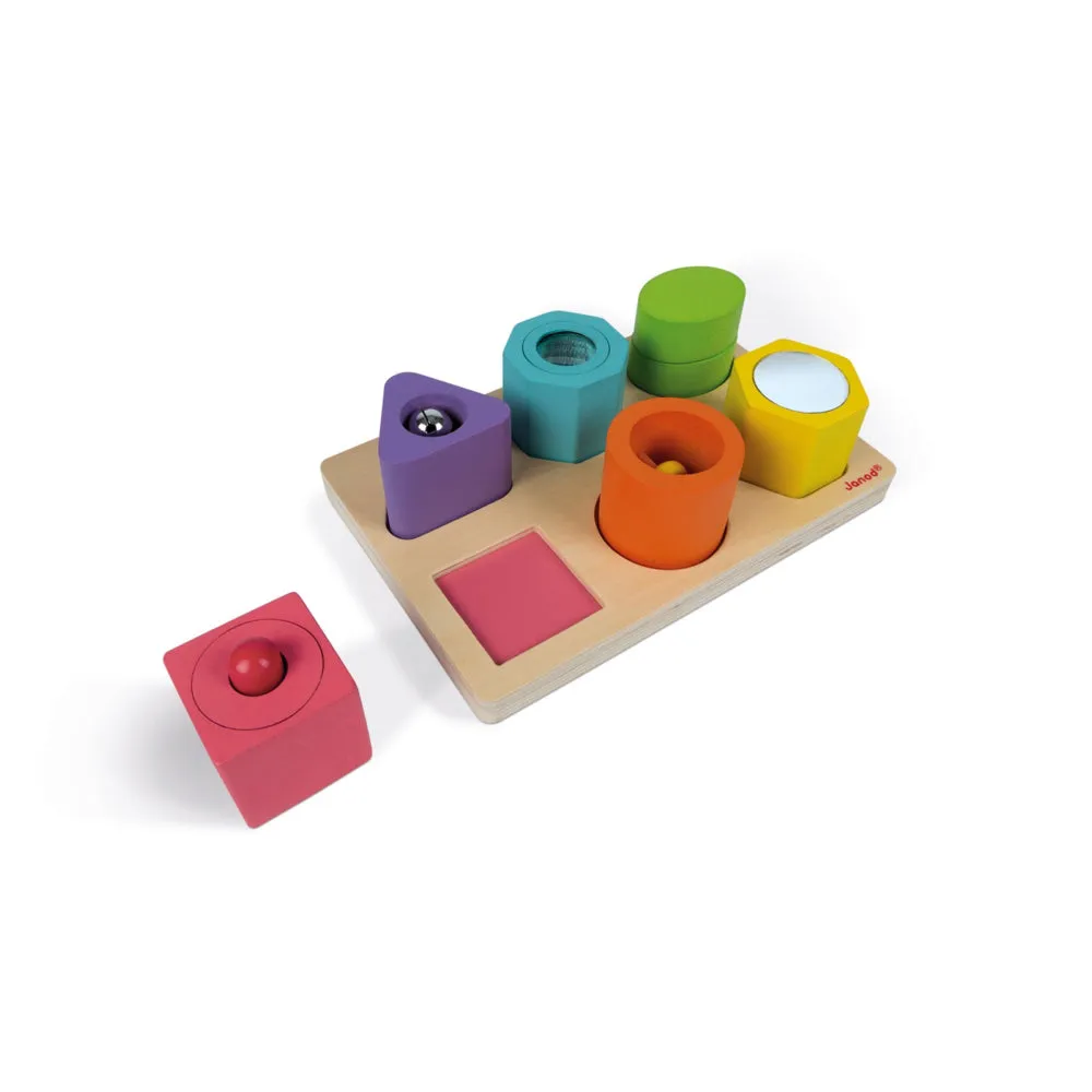 Janod I Wood Shapes & Sounds 6-Block Puzzle