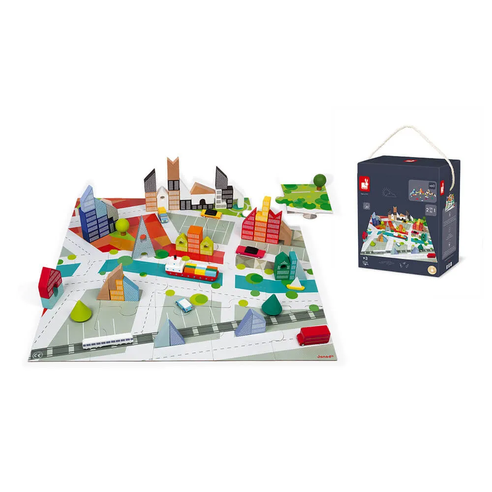 Janod Kubix 60 - Block Set   City Puzzle