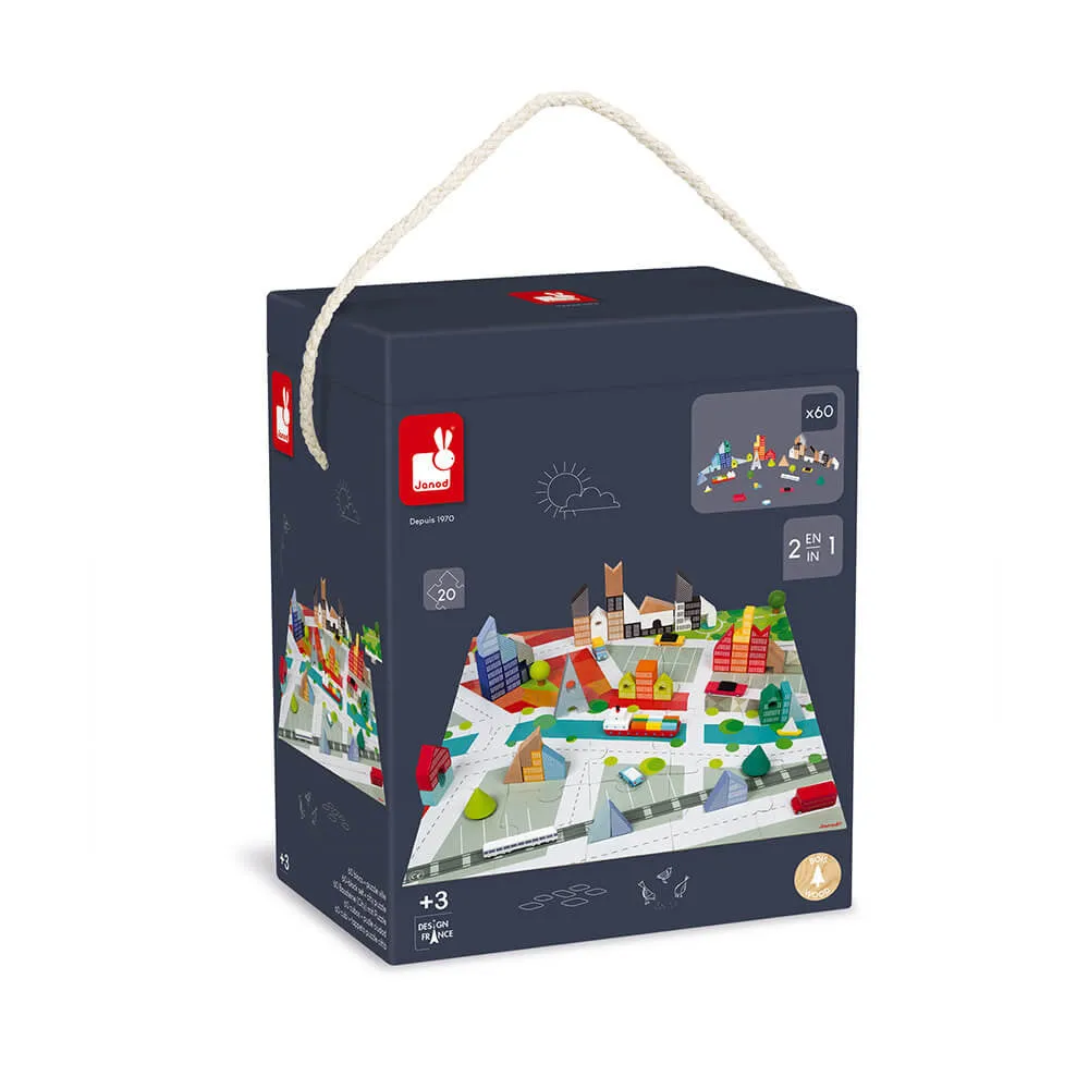 Janod Kubix 60 - Block Set   City Puzzle