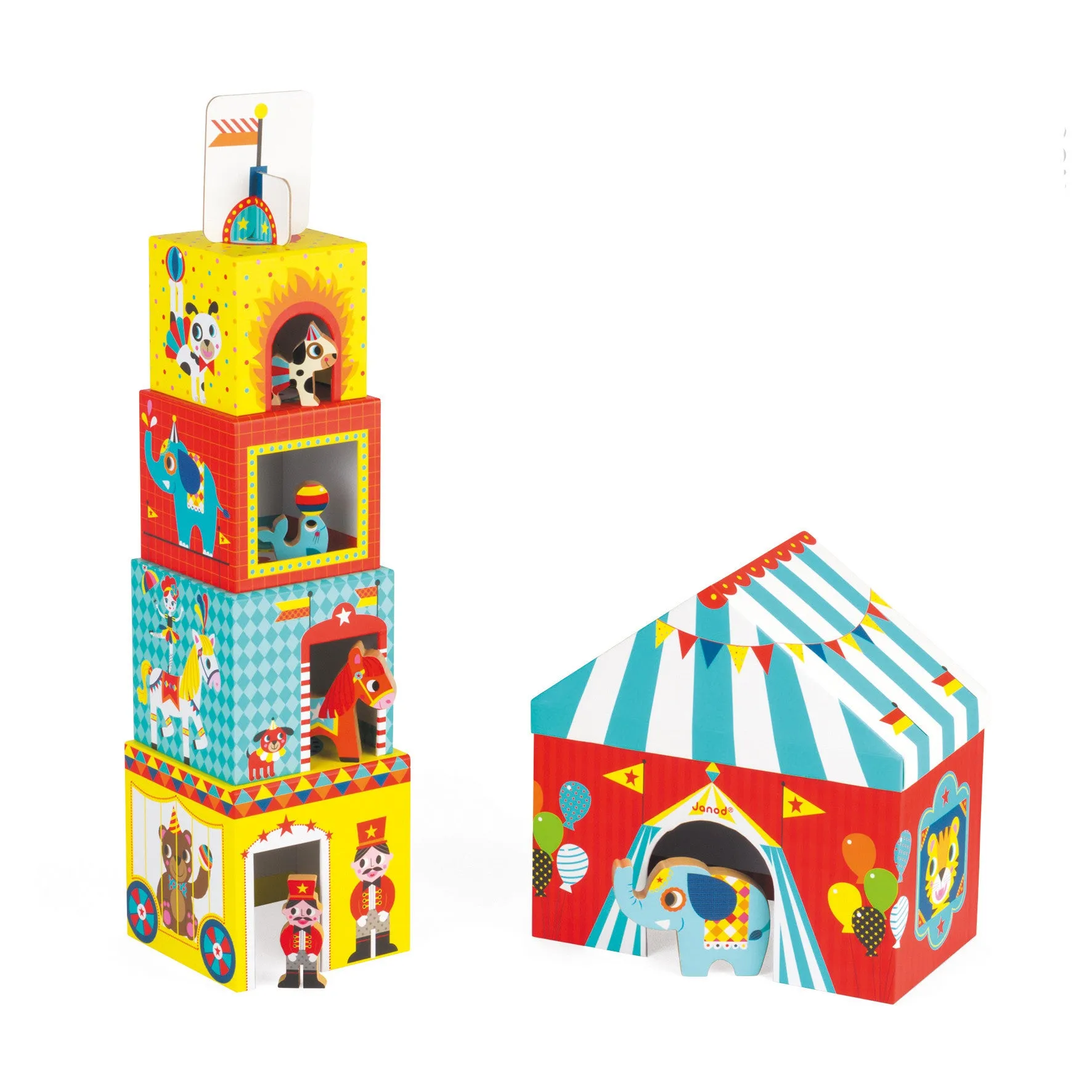 Janod MultiKub Circus Stacker with Figures