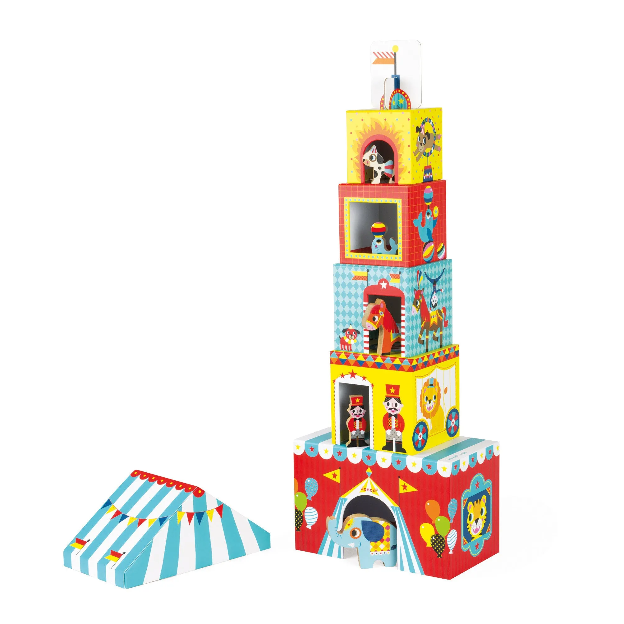 Janod MultiKub Circus Stacker with Figures